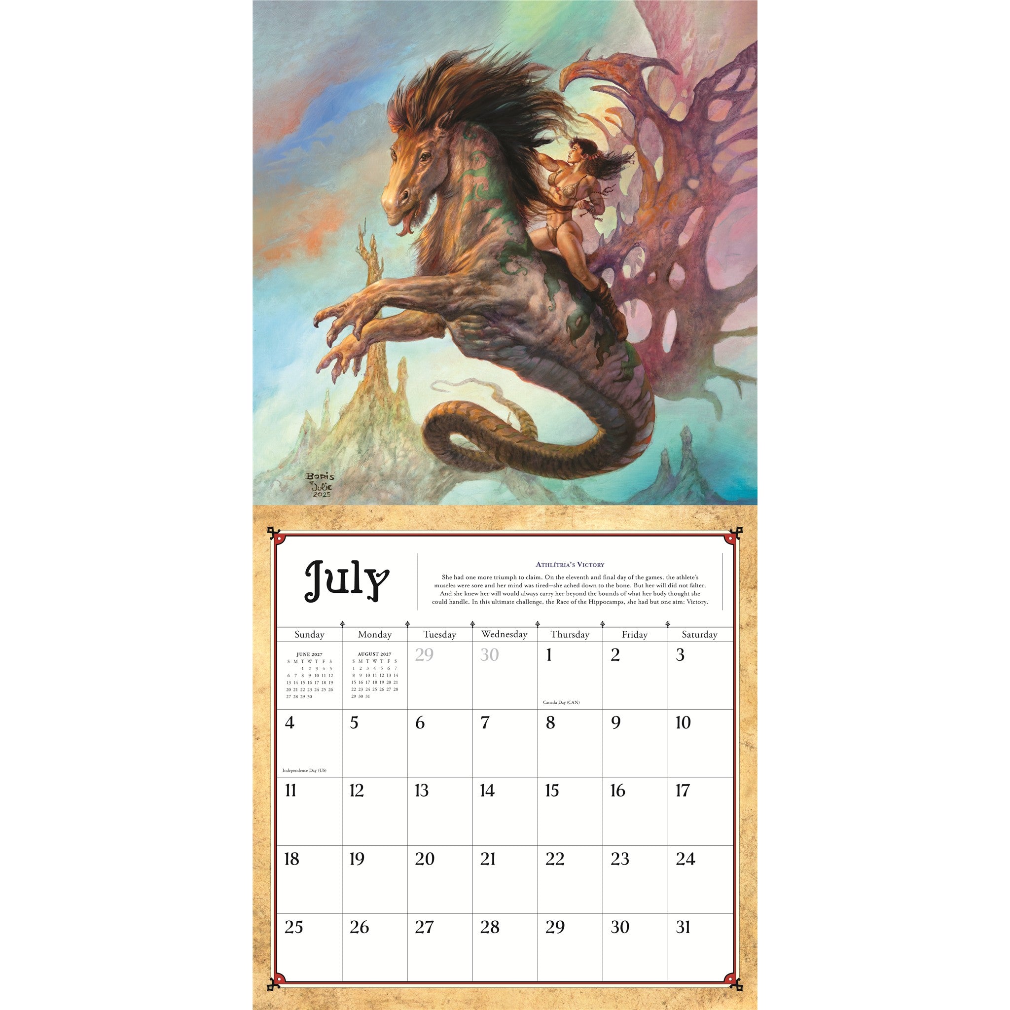Boris Vallejo and Julie Bells Fantasy 2027 Wall Calendar