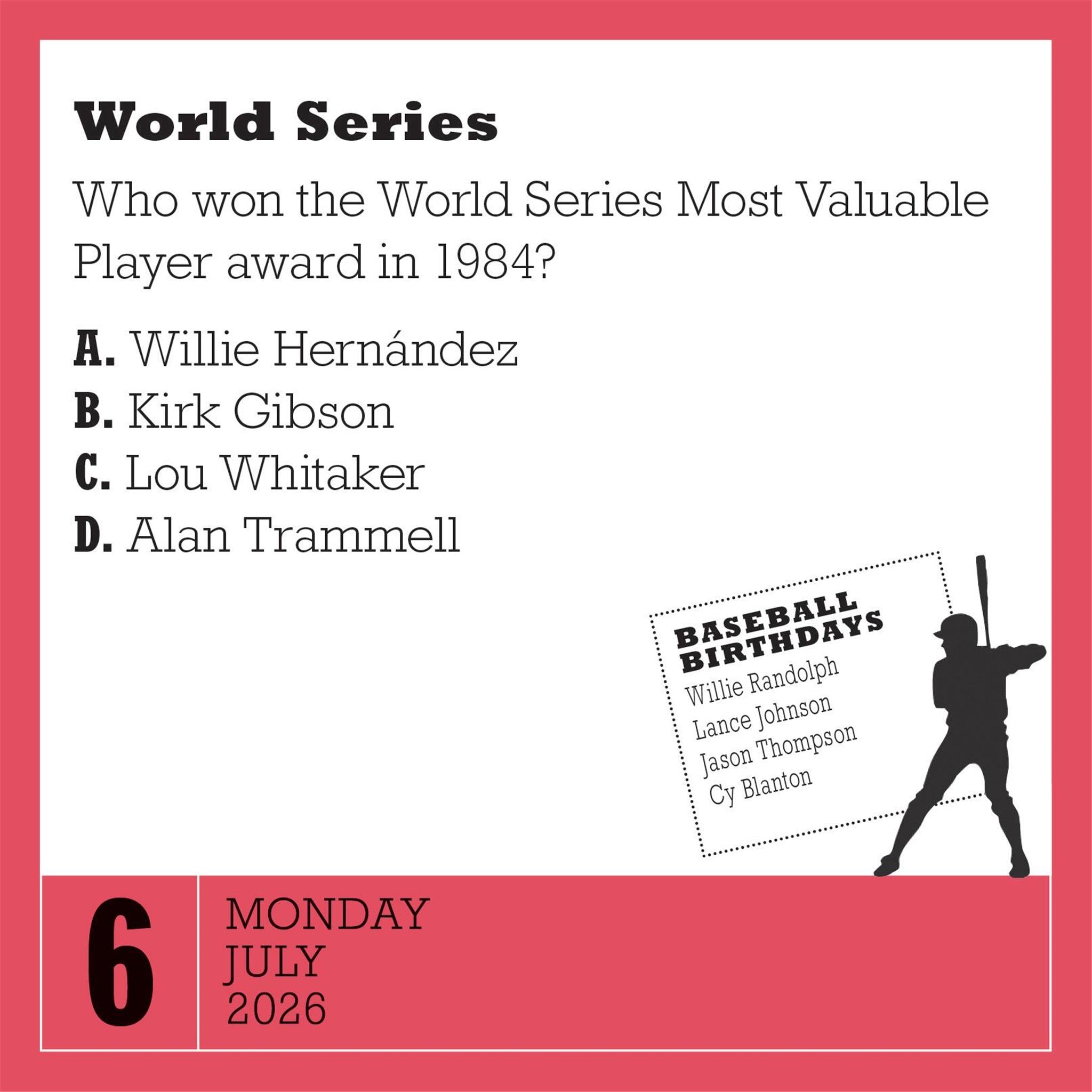Year Of Baseball Trivia 2026 Box Calendar