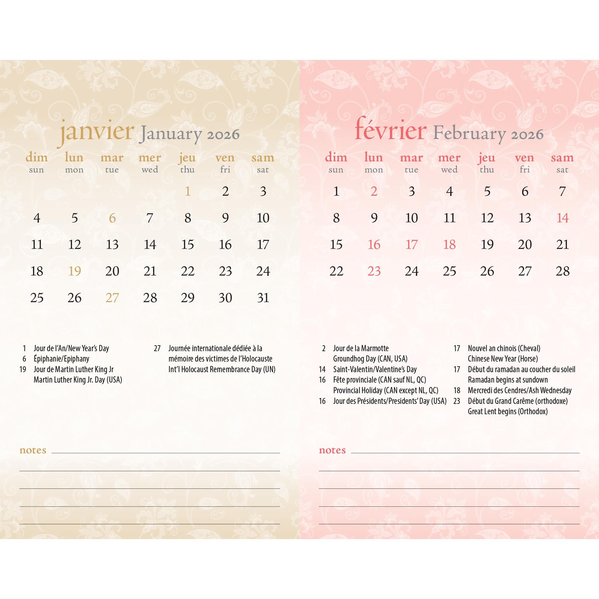 Motifs 2026 Double View Easel Calendar (French)