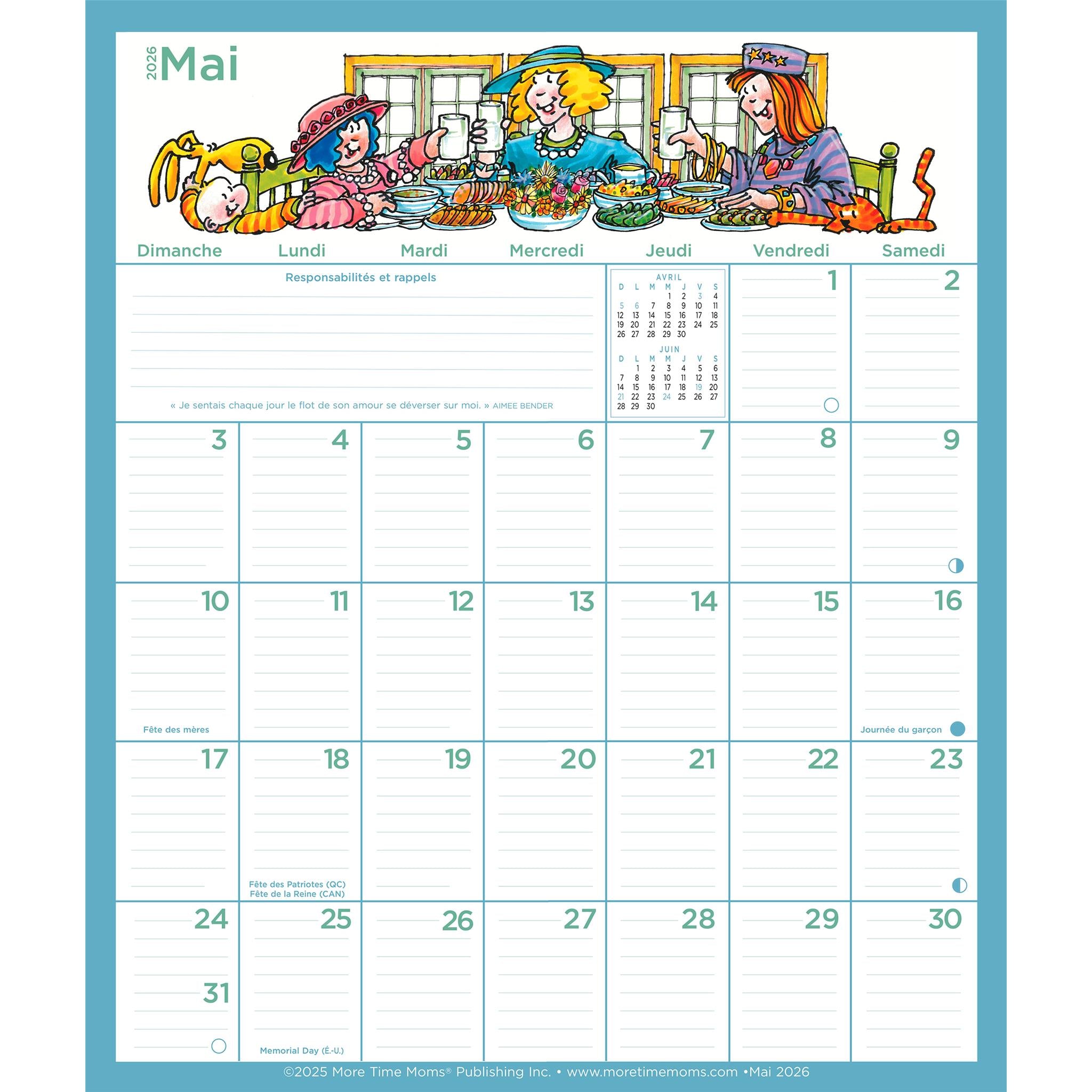 Memo Frigo 2025-2026 Wall Calendar (French)
