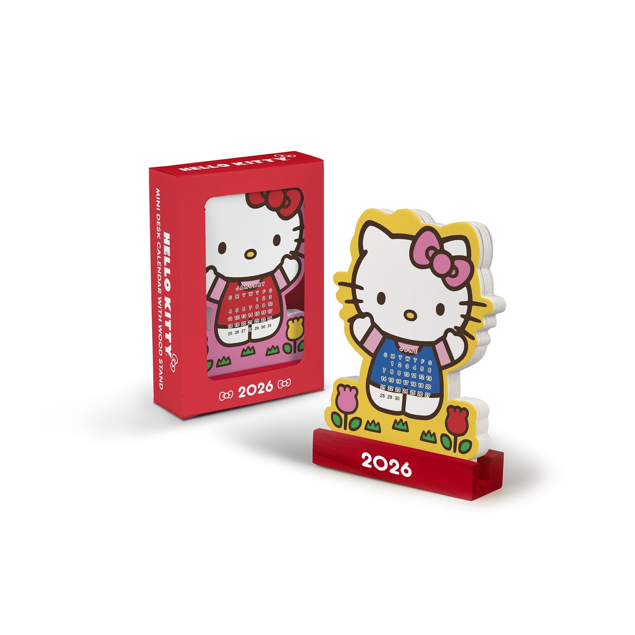 Hello Kitty Playful Pink Easel with Wood Stand 2026 Calendar - Online Only