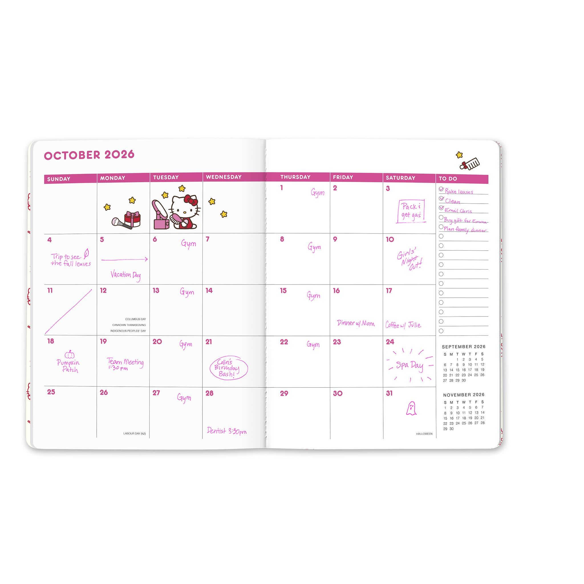 Hello Kitty Playful Pink Just Right 2025-2026 Monthly Planner Calendar - Online Only