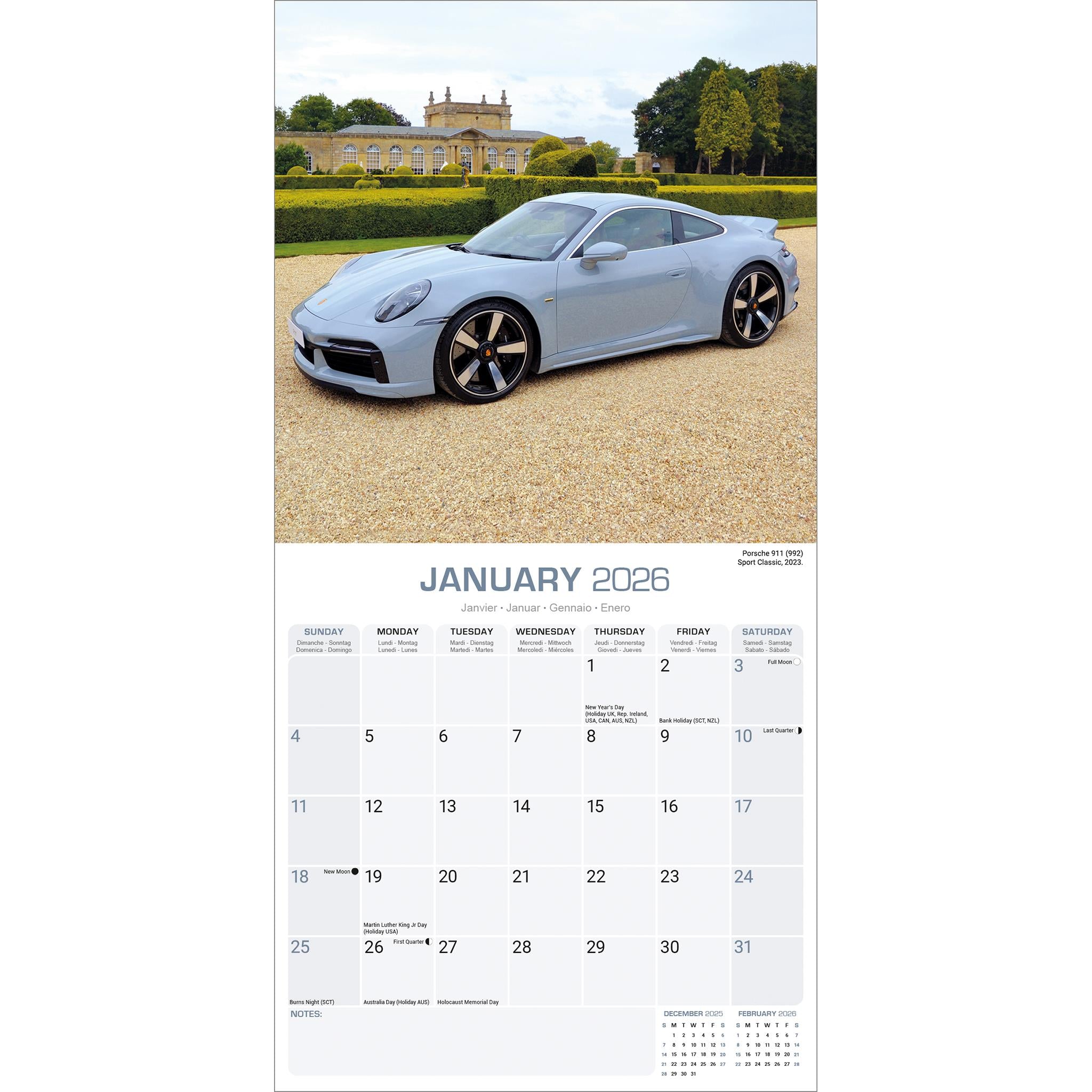 Porsche 2026 Wall Calendar
