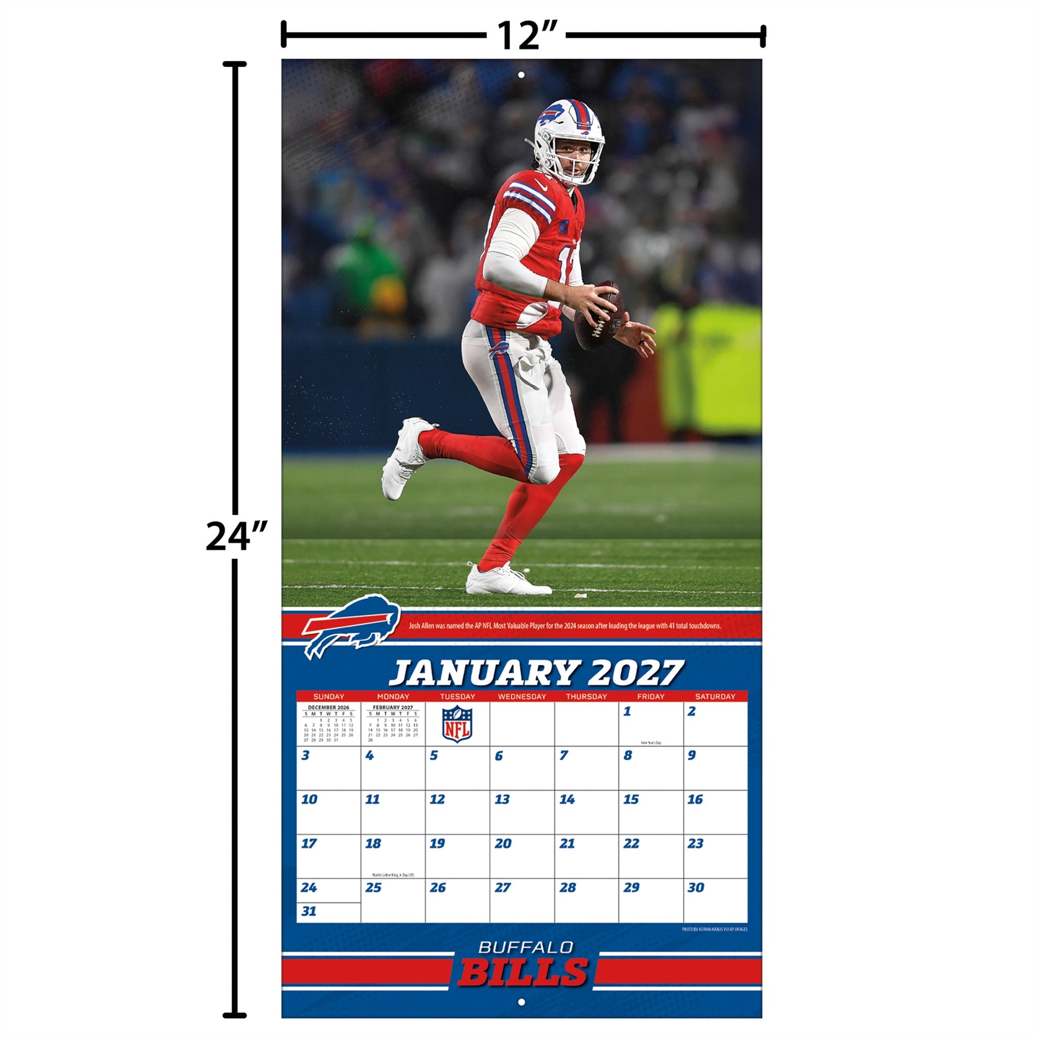 NFL Buffalo Bills Josh Allen 2027 Wall Calendar