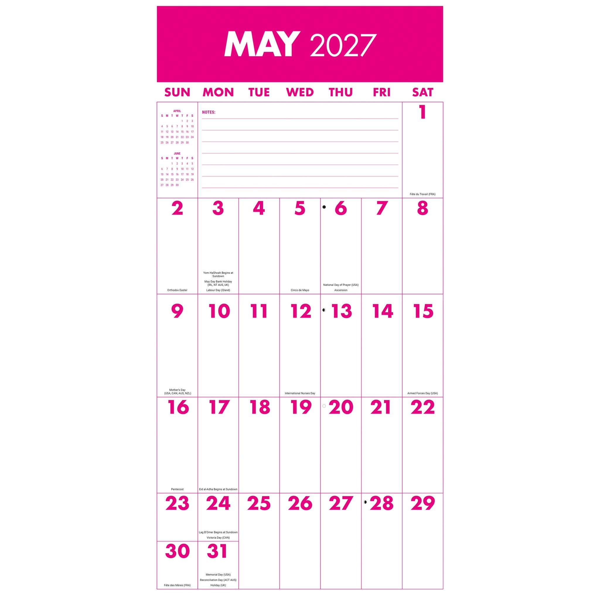 Mega Grid 2027 Wall Calendar