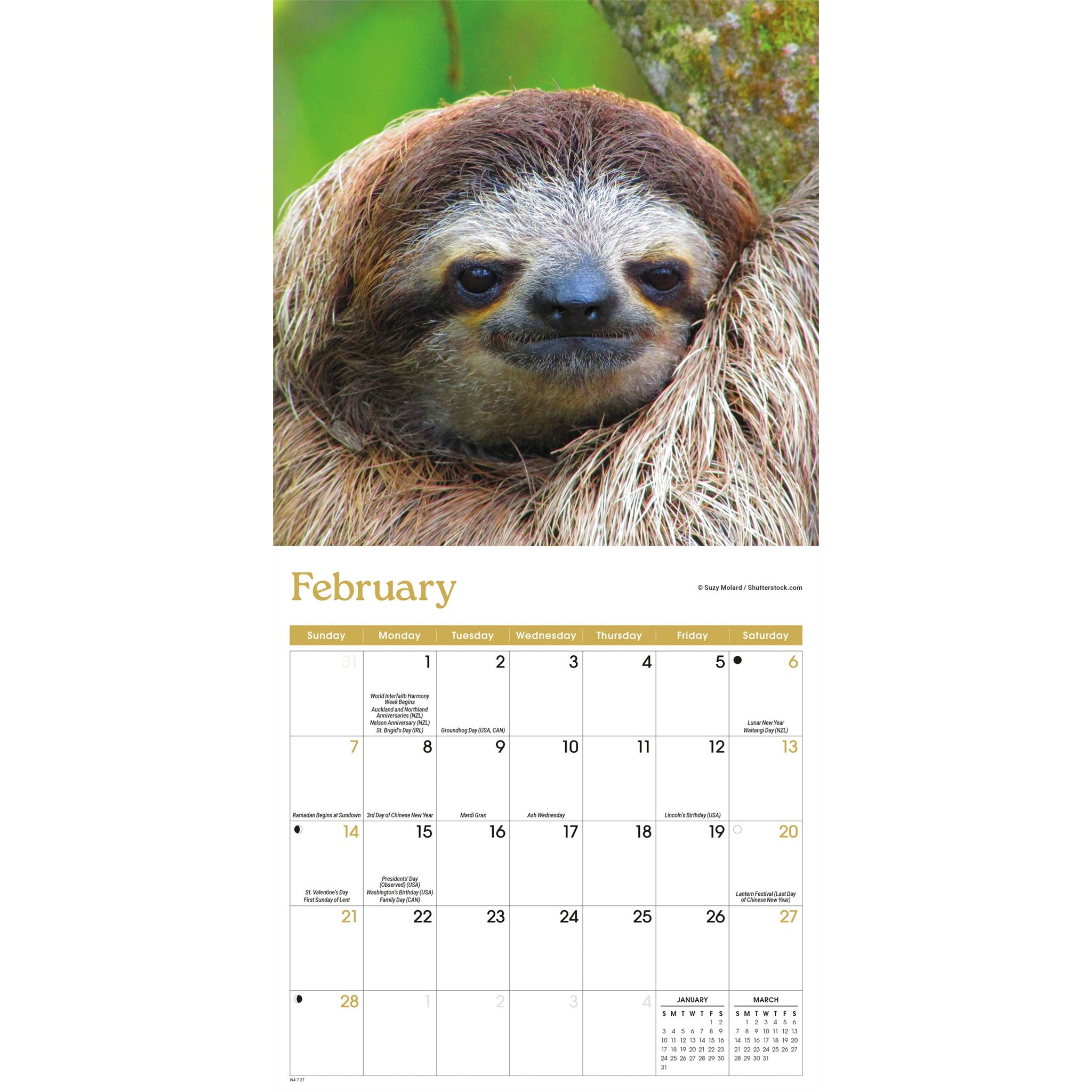 Sloths 2027 Mini Calendar