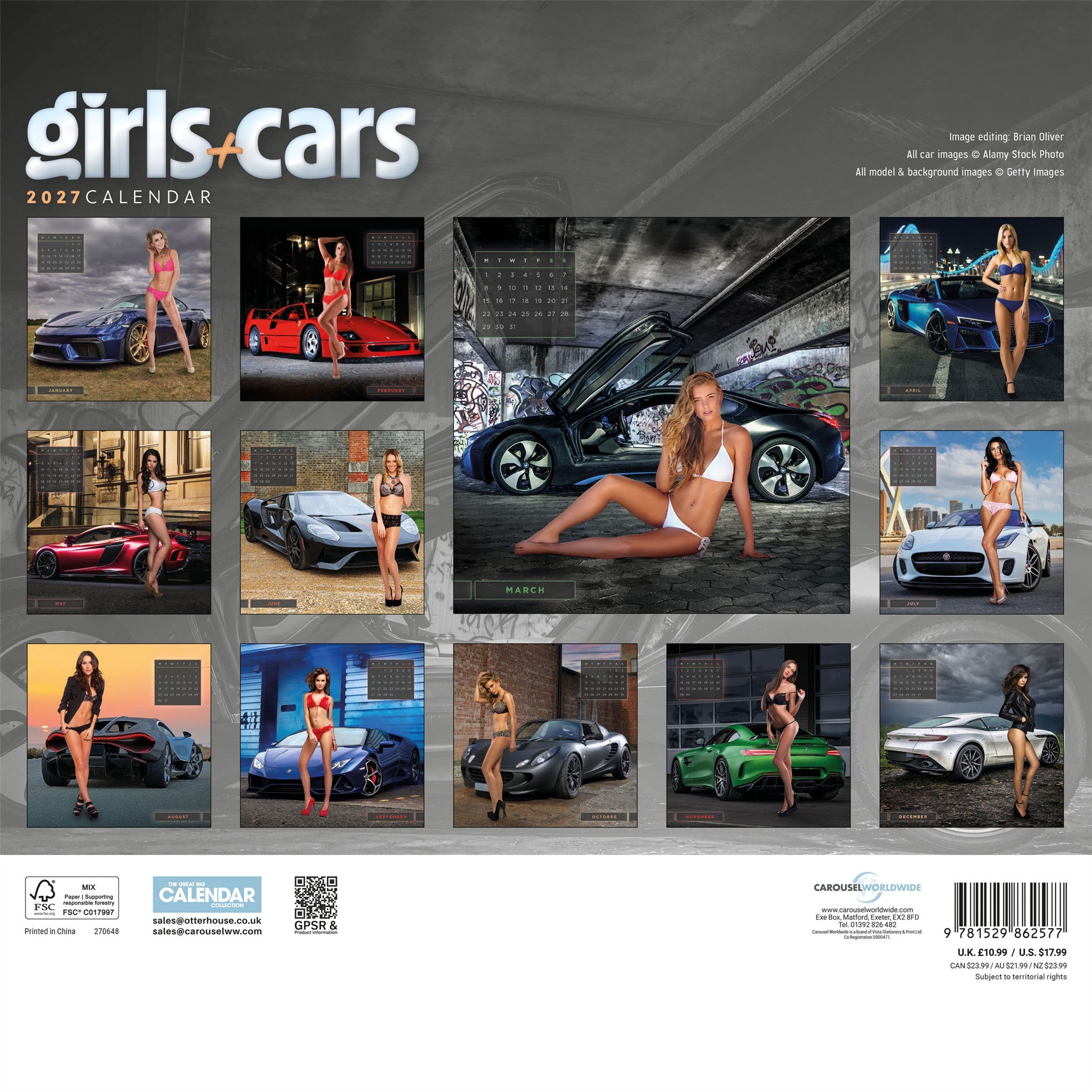 Girls and Cars 2027 Wall Calendar