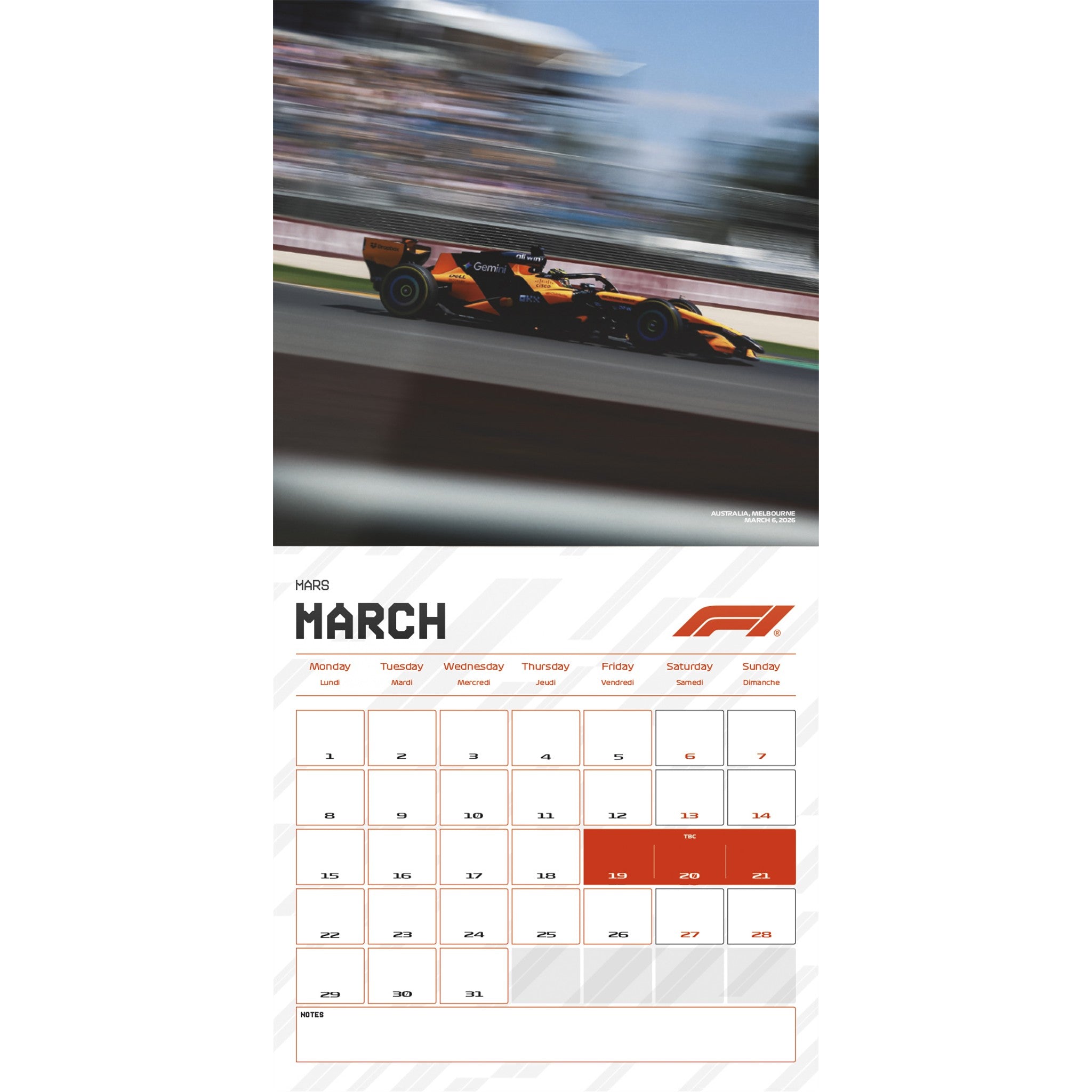 Formula 1 2027 Wall Calendar