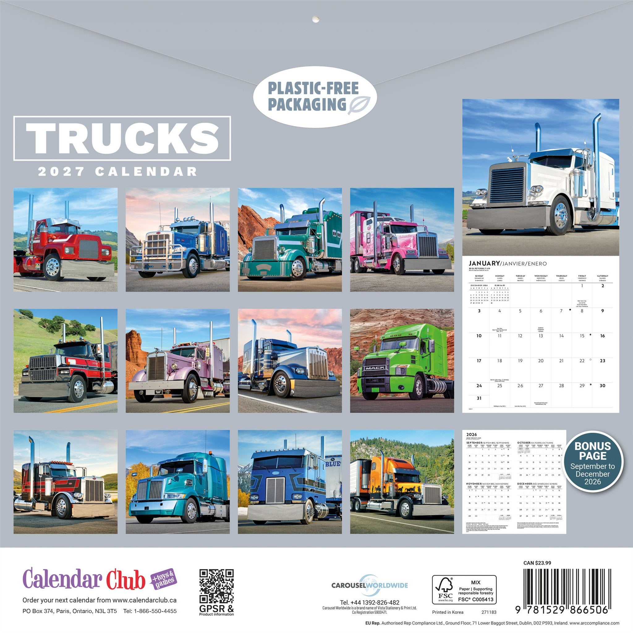 Trucks 2027 Wall Calendar