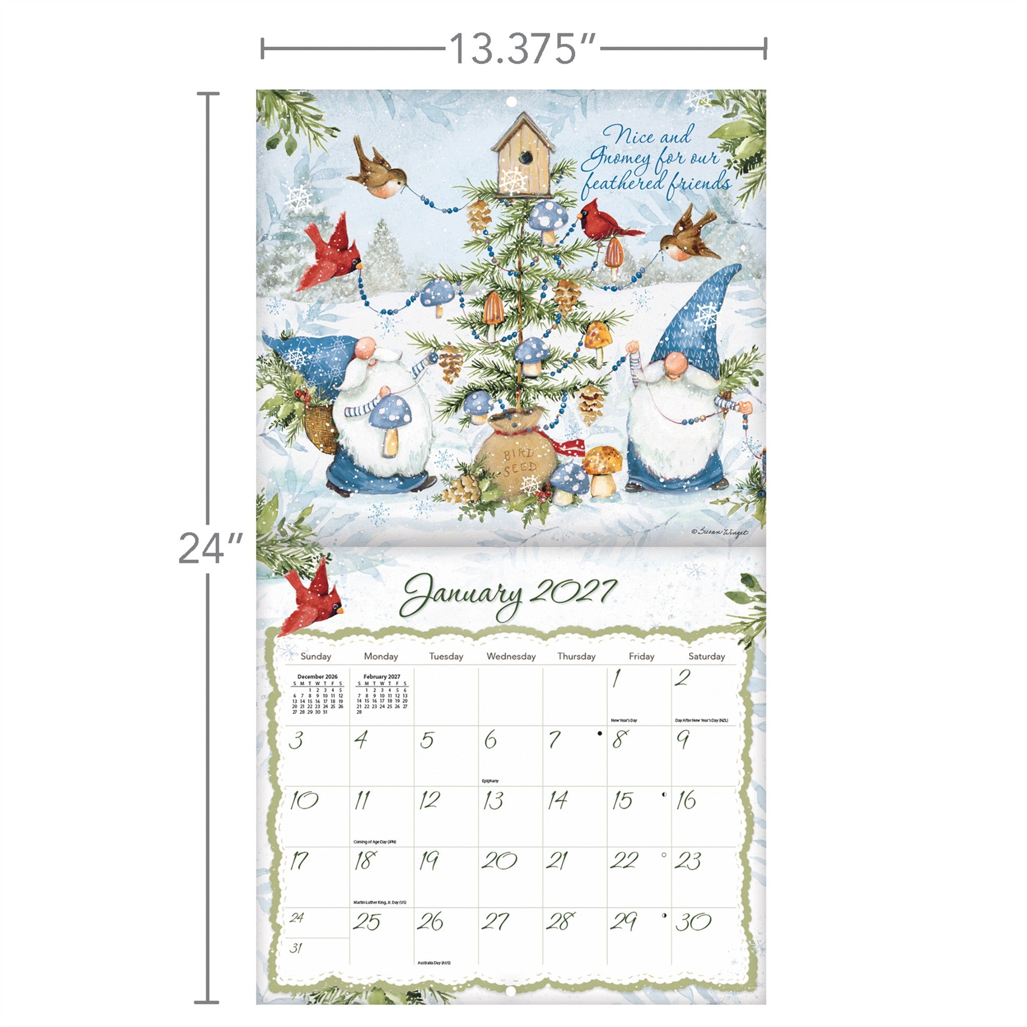 Gnome Sweet Gnome Special Edition with Print 2027 Wall Calendar
