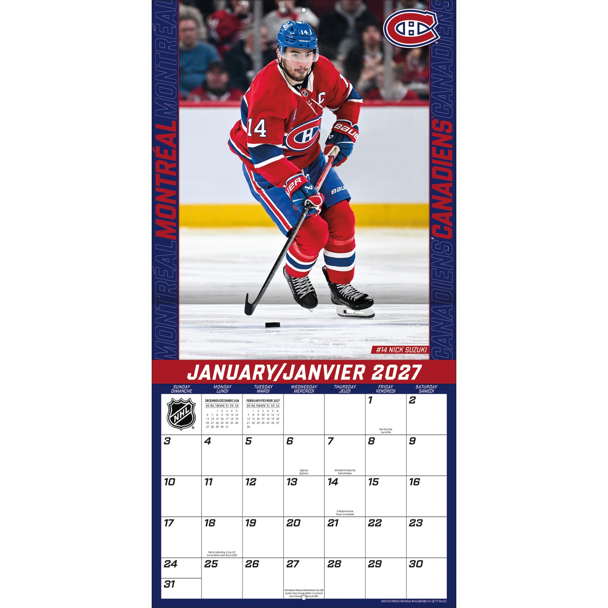 NHL Montreal Canadiens 2027 Wall Calendar