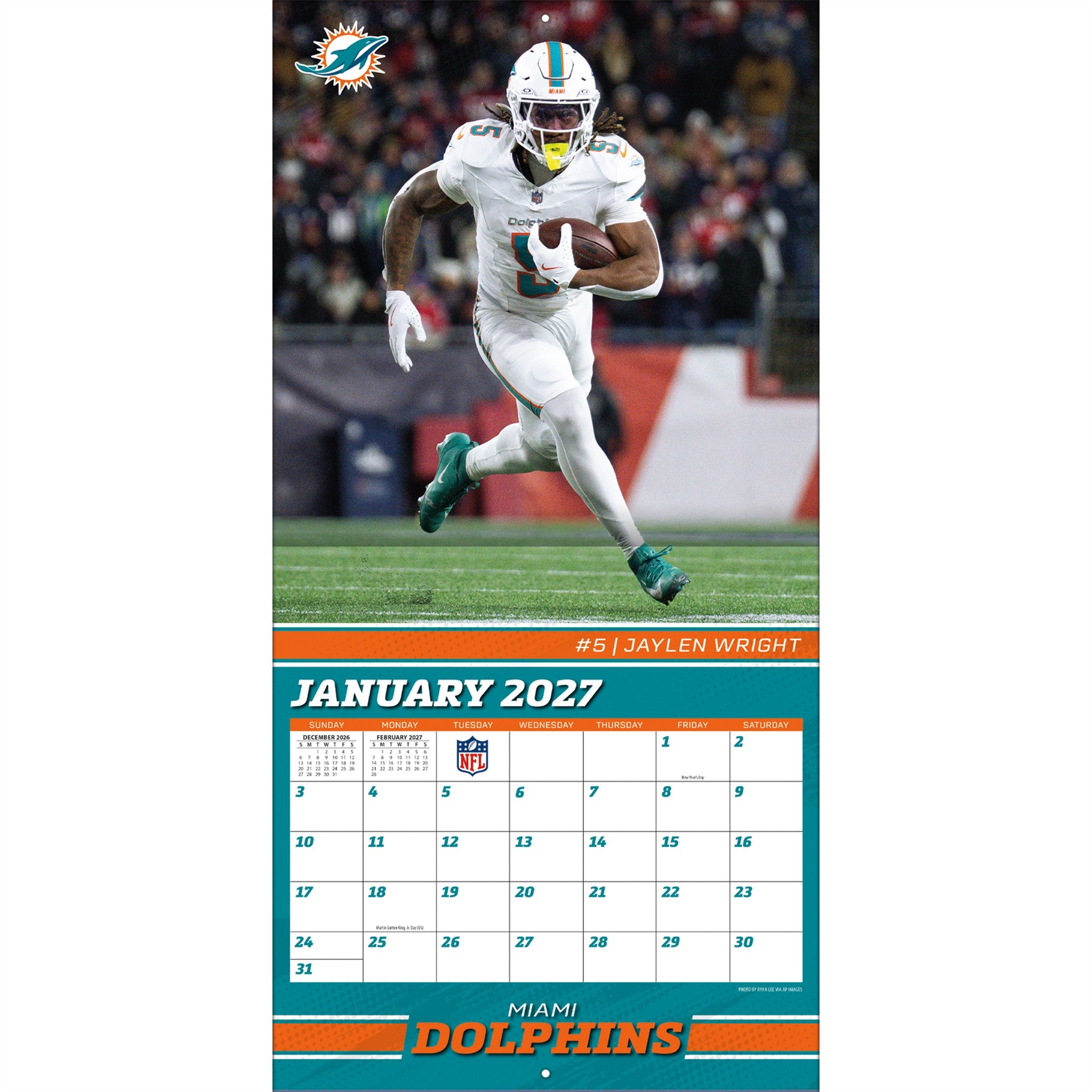 NFL Miami Dolphins 2027 Wall Calendar - Online Only