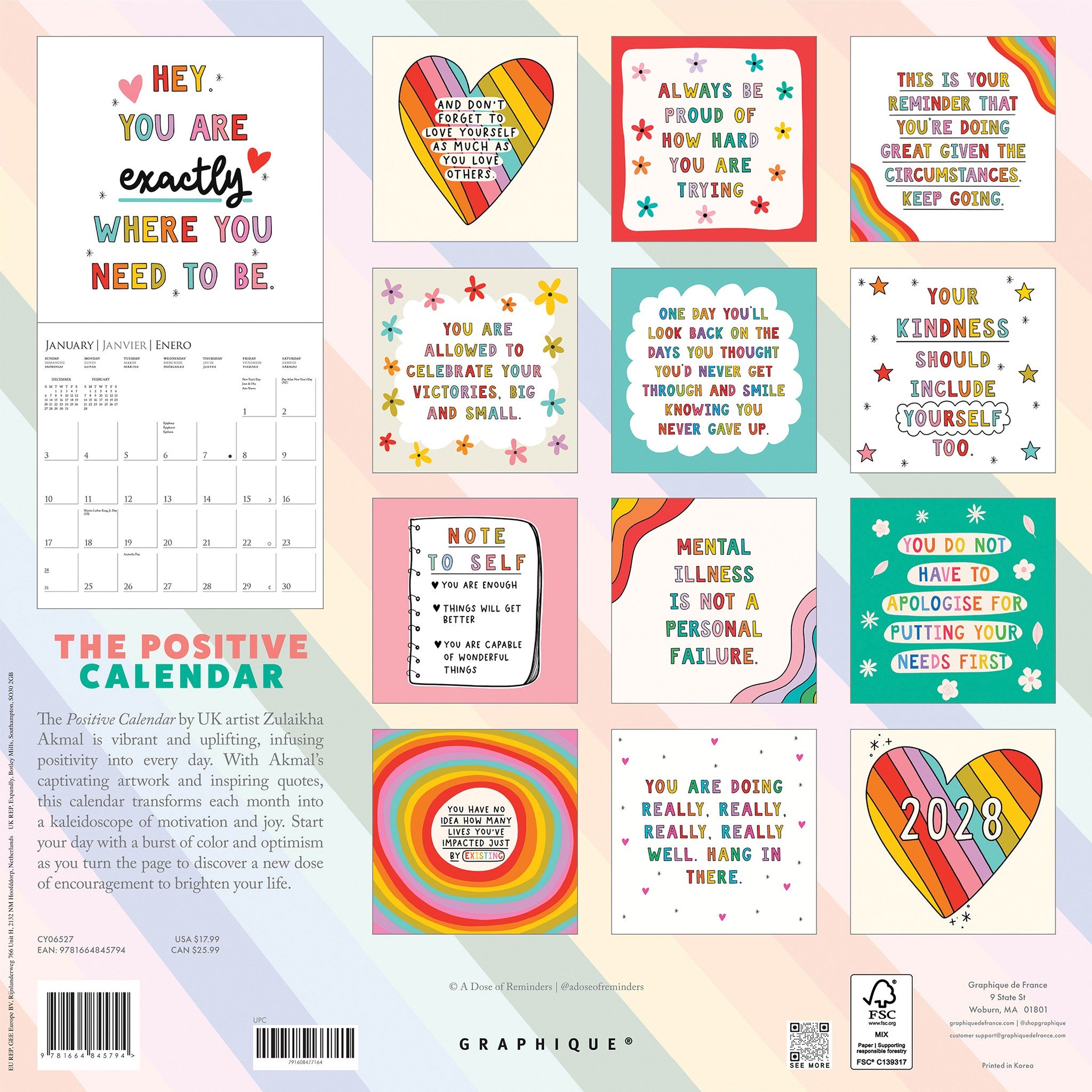 The Positive Calendar 2027 Wall Calendar
