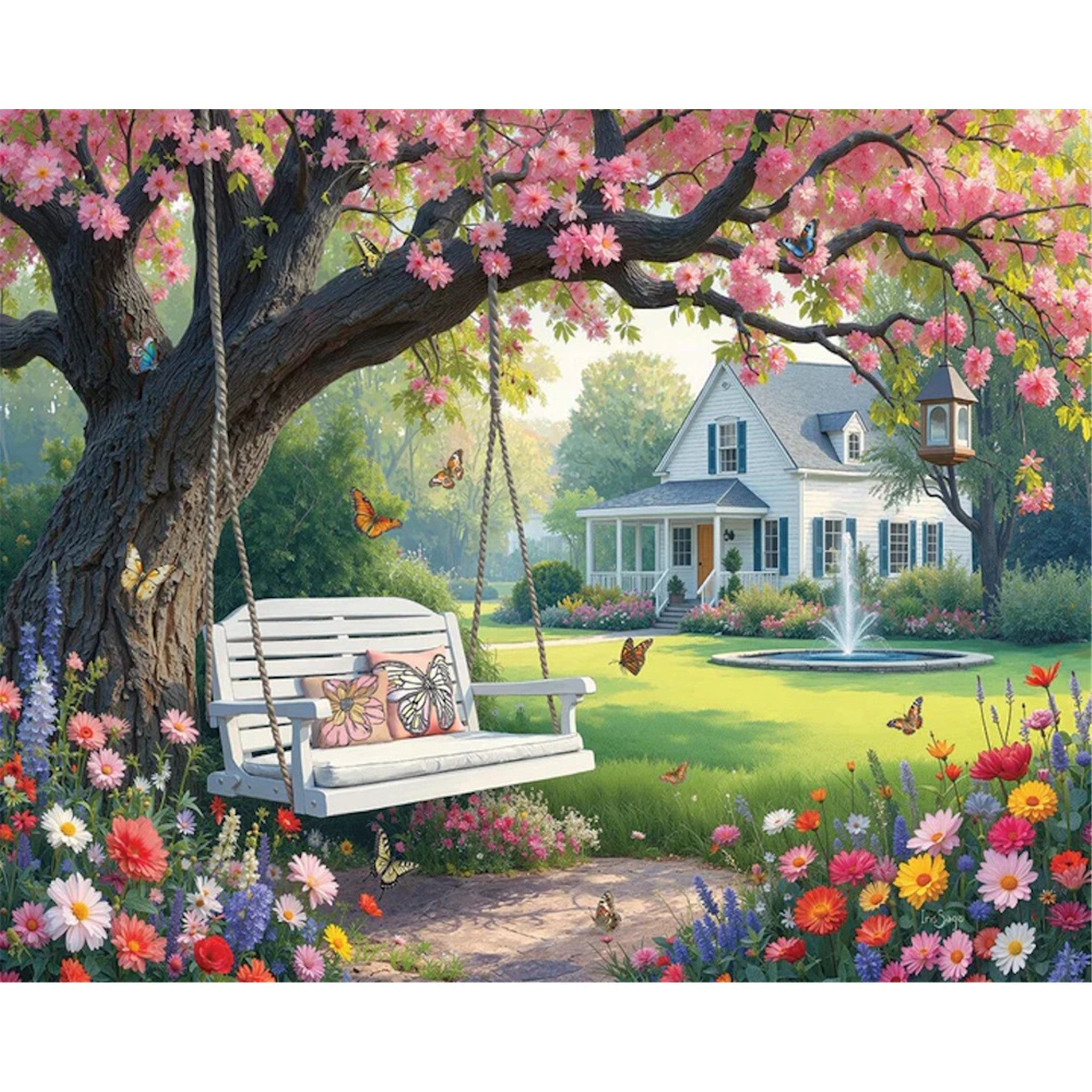 Under Pink Blooms 1000 Piece Puzzle