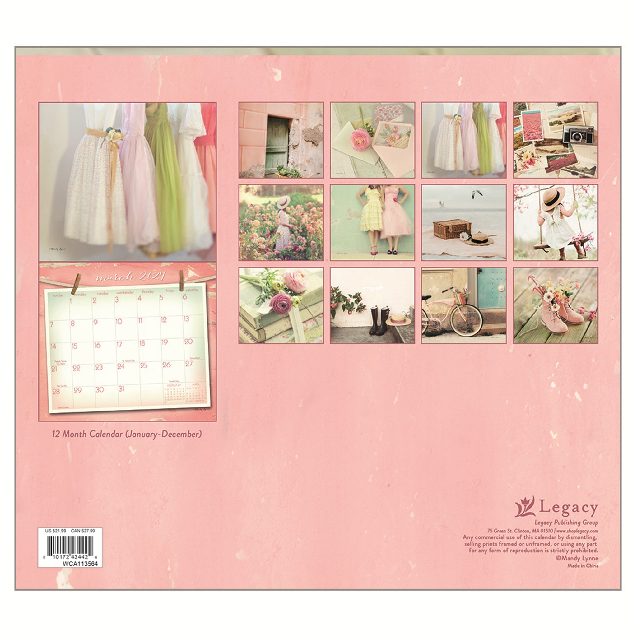 Vintage Pink 2027 Wall Calendar