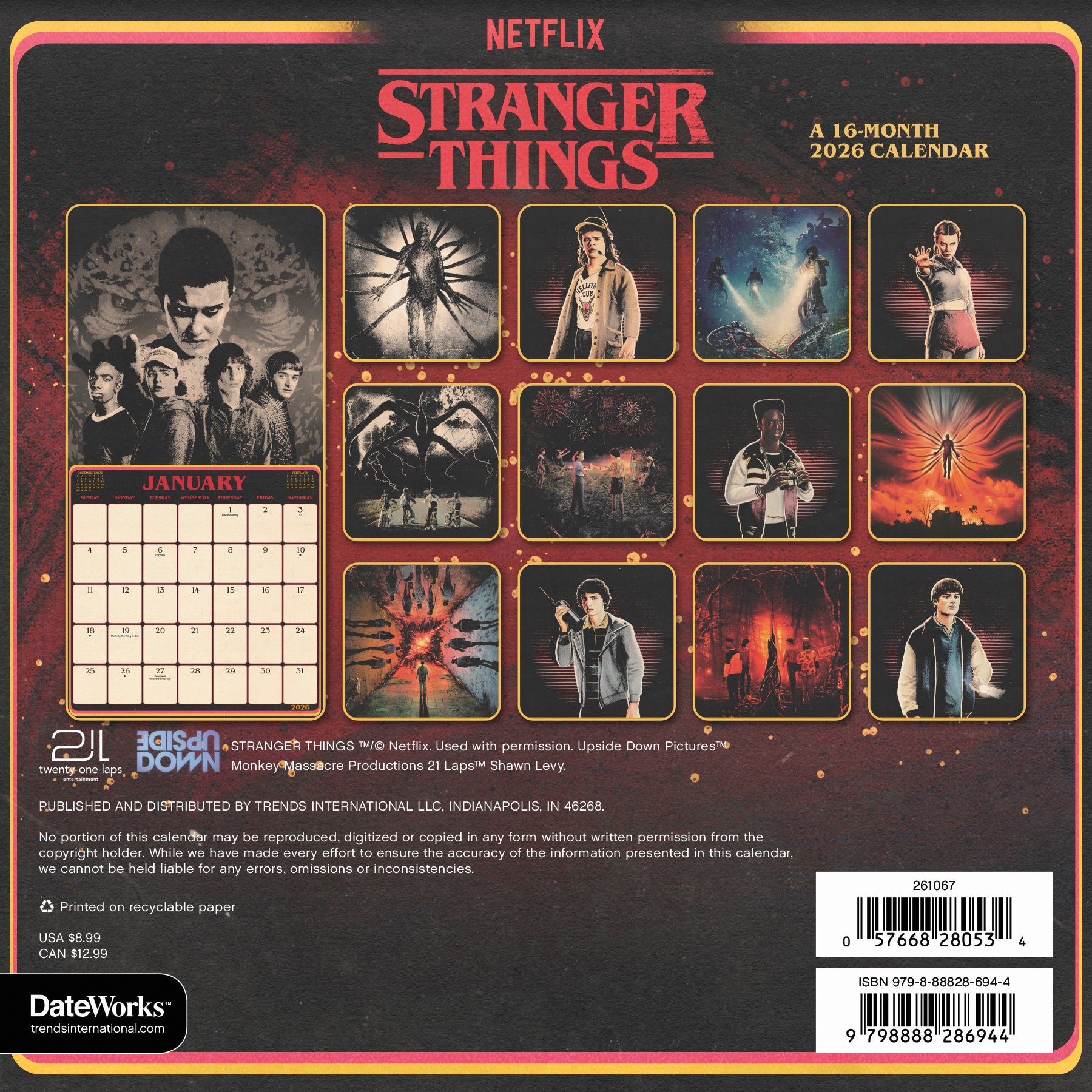 Stranger Things 2026 Mini Calendar