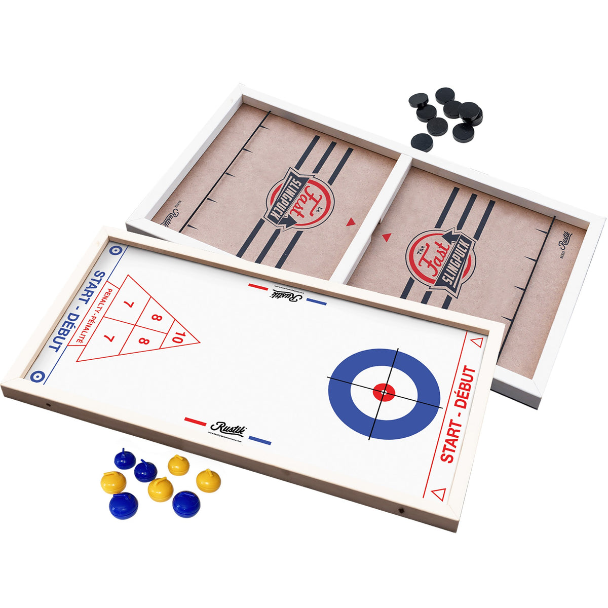 Slingpuck / Curling / Shuffleboard 3 In 1 Tabletop Game