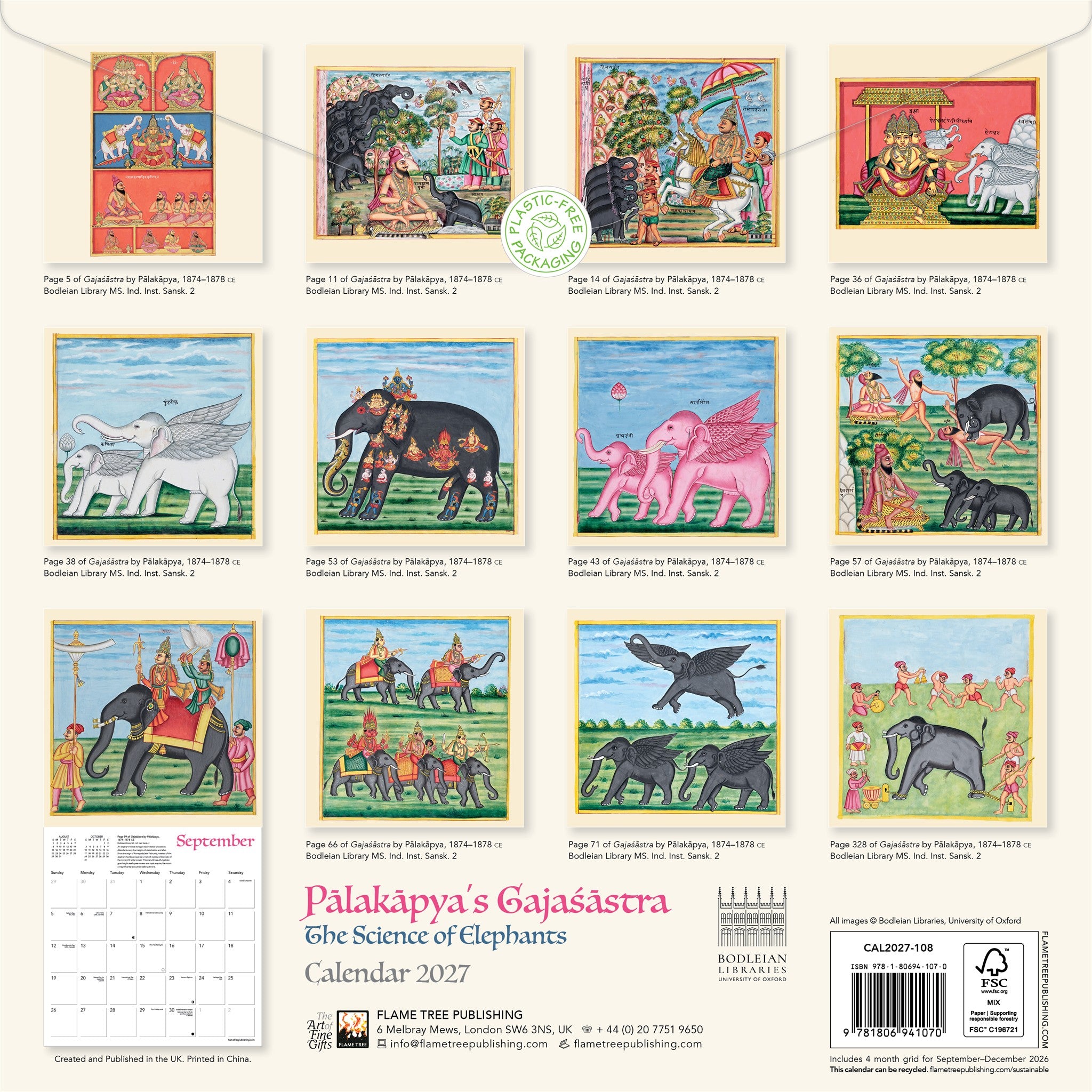 Palakapya's Gajaśāstra The Science of Elephants 2027 Wall Calendar