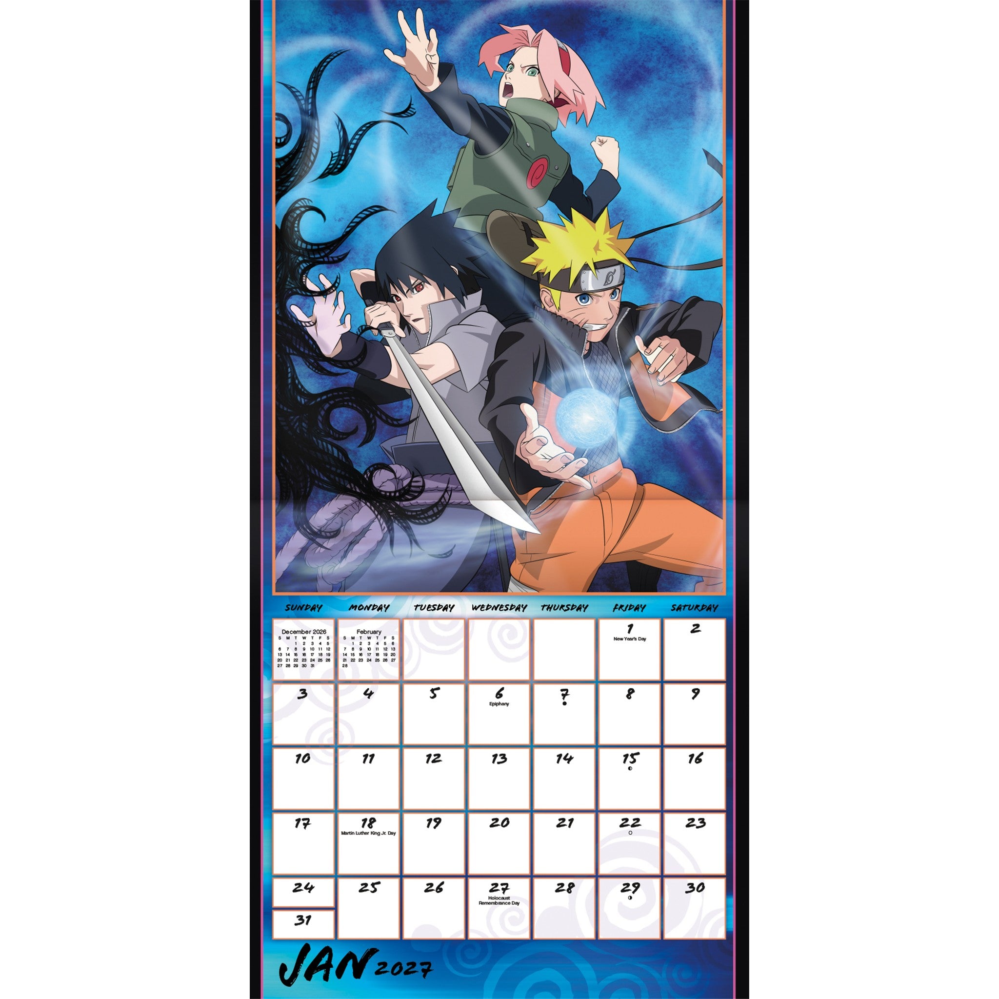 Naruto Shippuden 2027 Wall Calendar