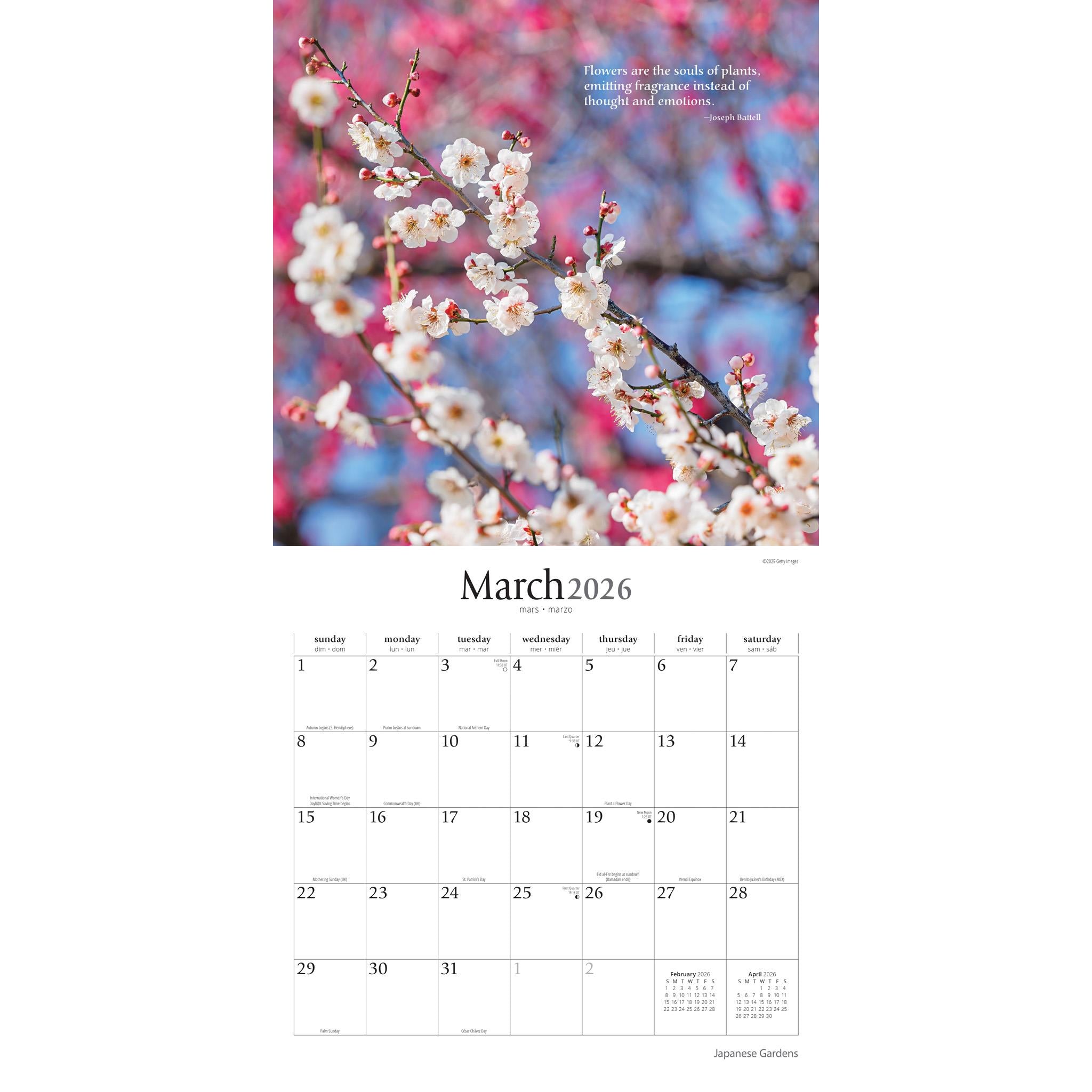 Japanese Gardens 2026 Wall Calendar
