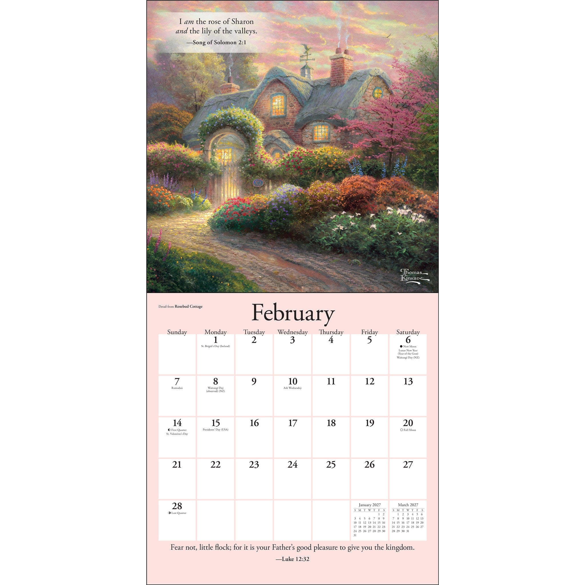 Thomas Kinkade Gardens of Grace with Scripture 2027 Wall Calendar