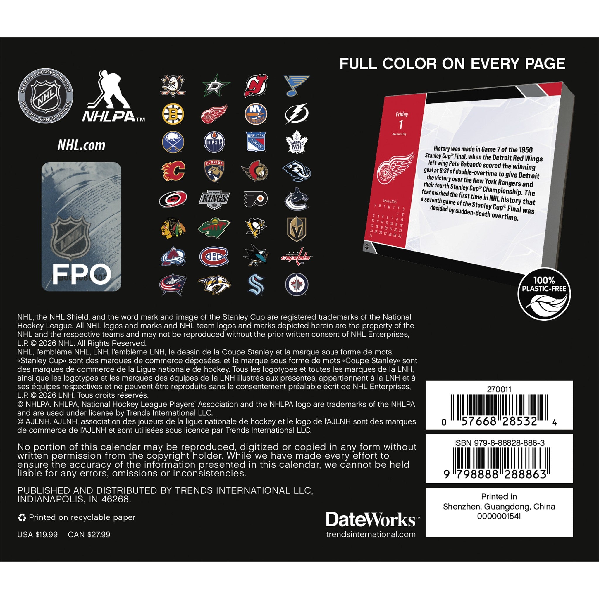 NHL 2027 Box Calendar