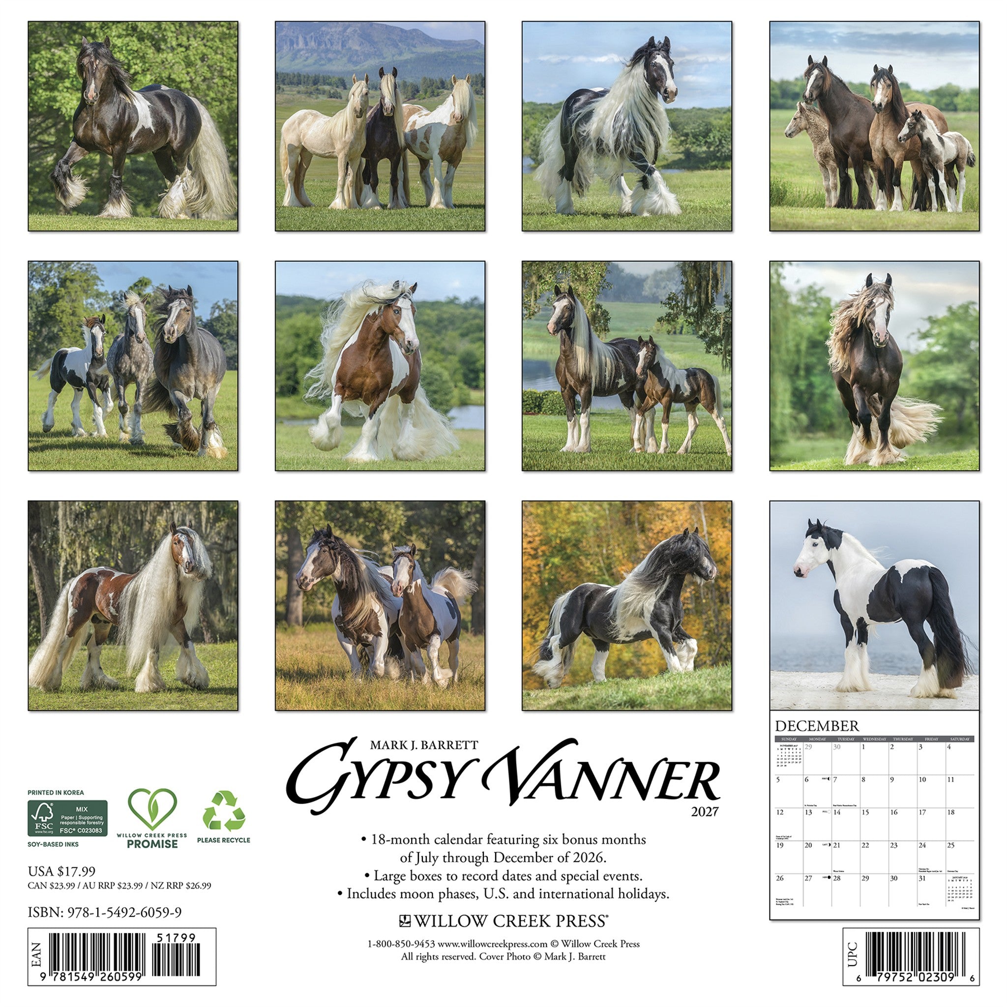Gypsy Vanner Horse 2027 Wall Calendar
