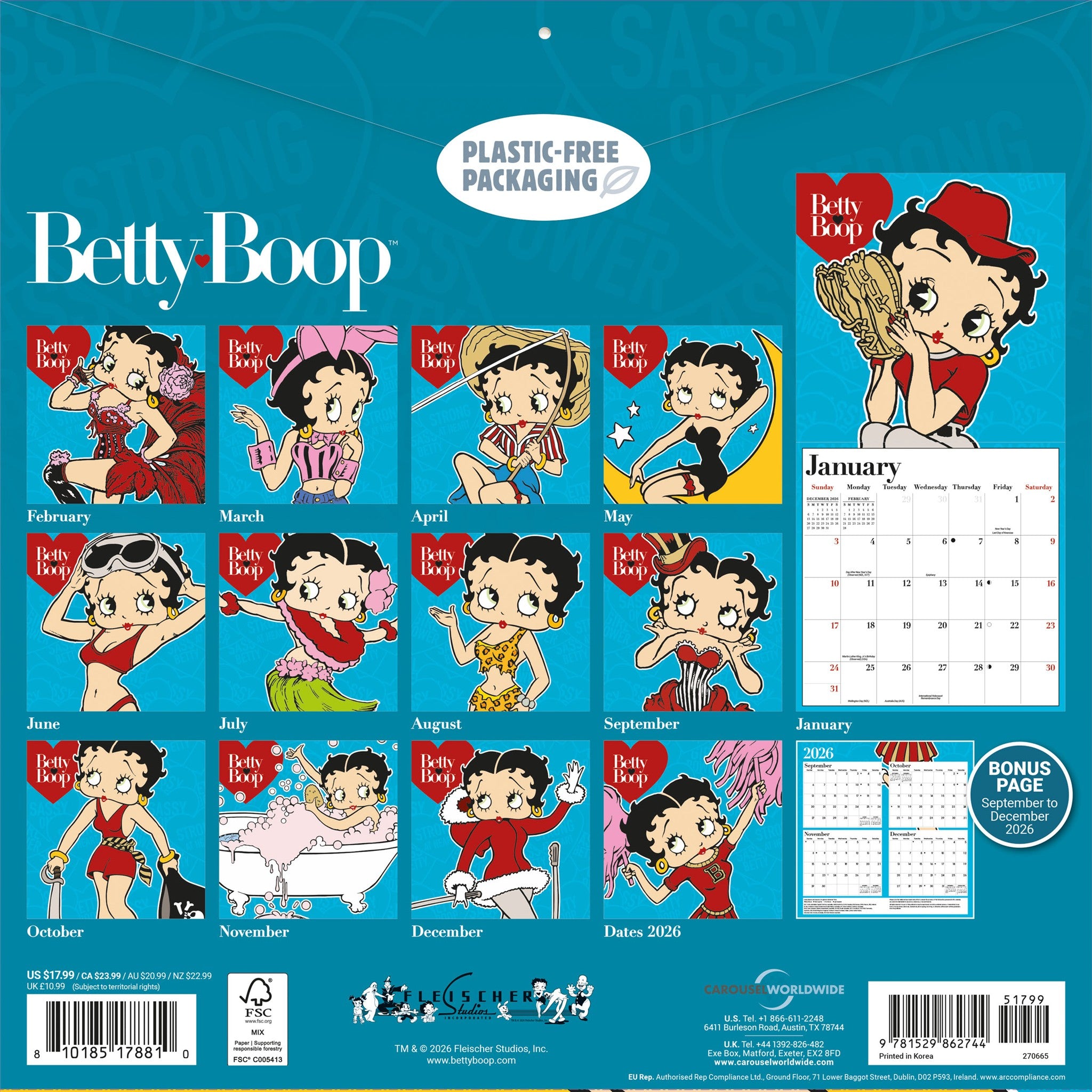 Betty Boop 2027 Wall Calendar