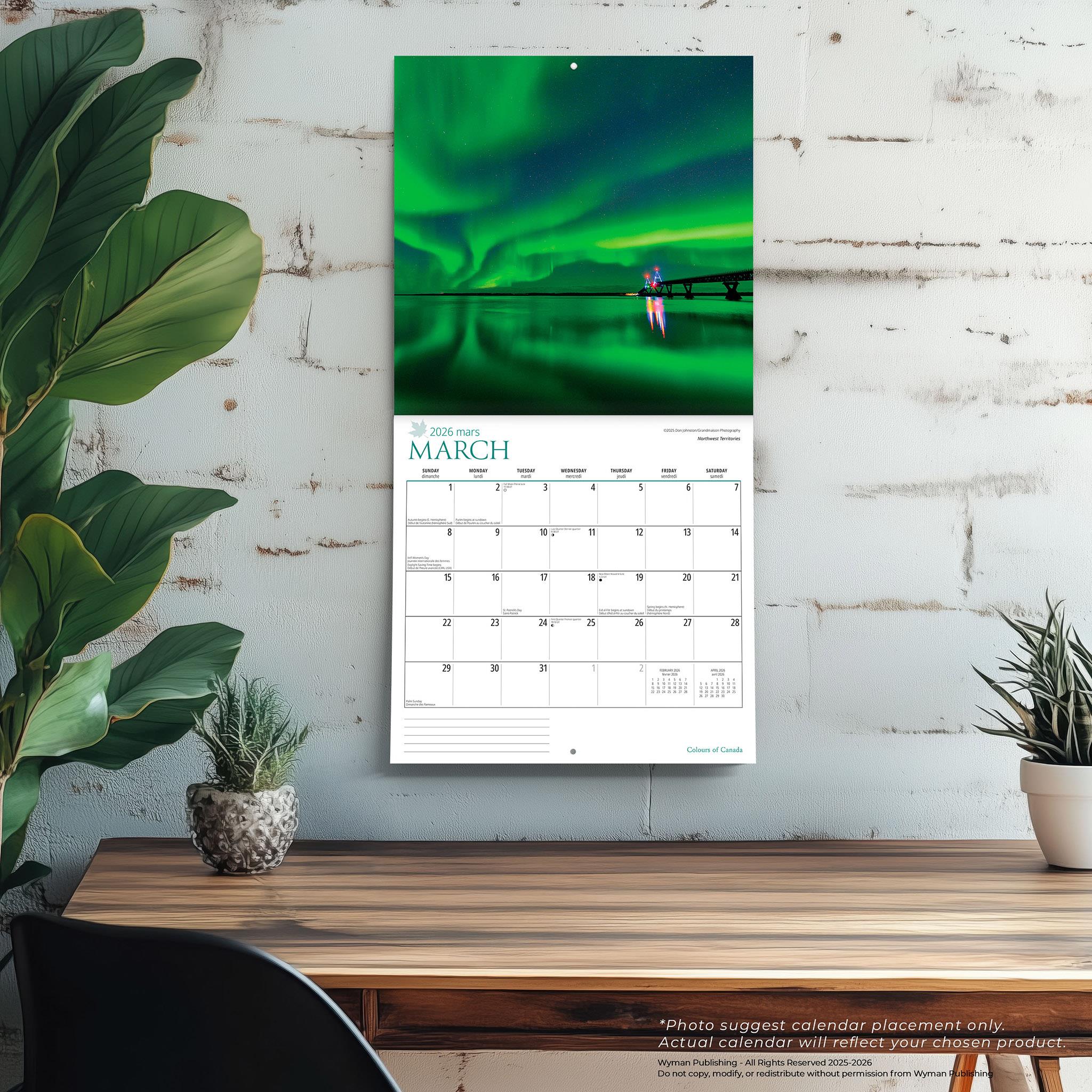 Colours Of Canada 2026 Wall Calendar