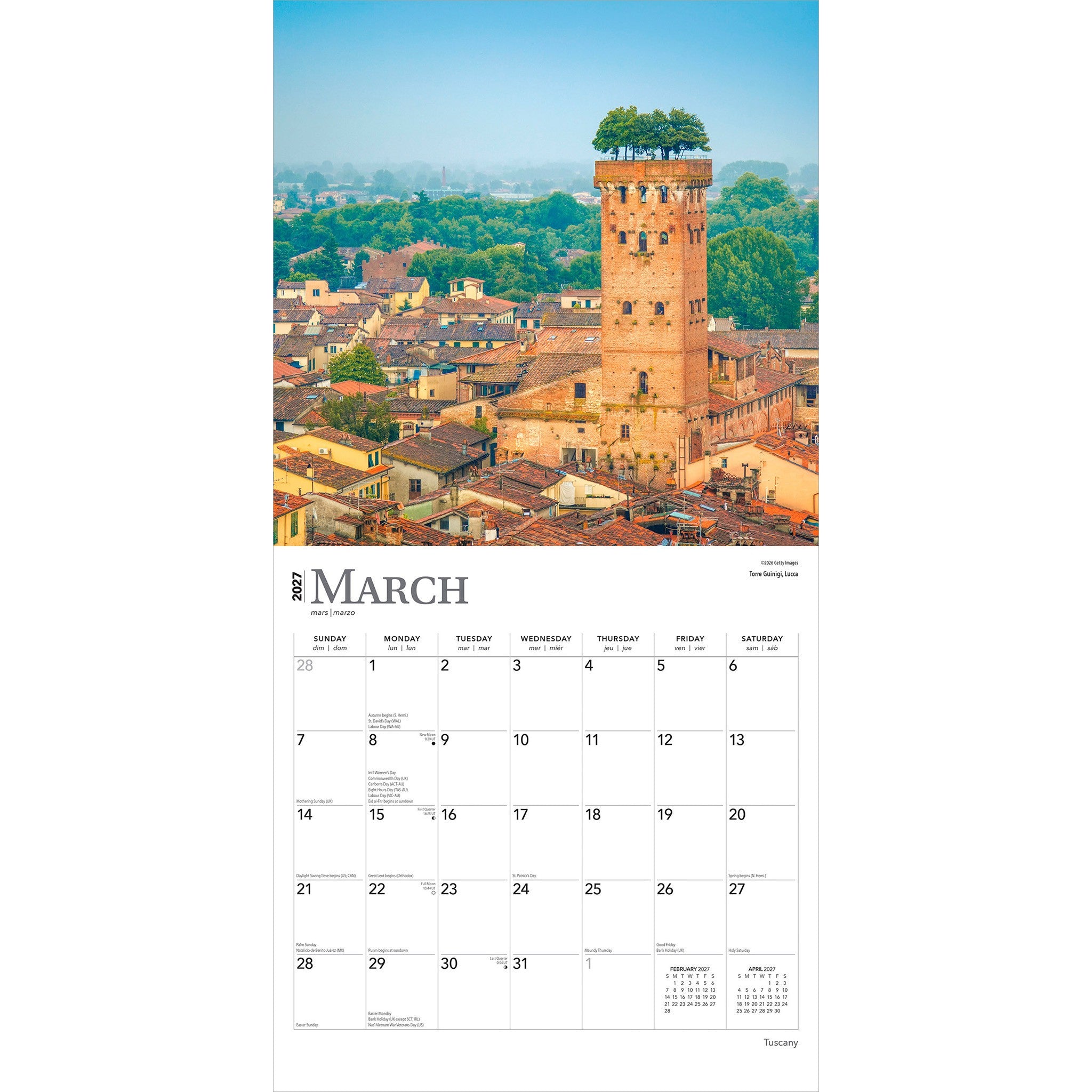 Tuscany 2027 Wall Calendar