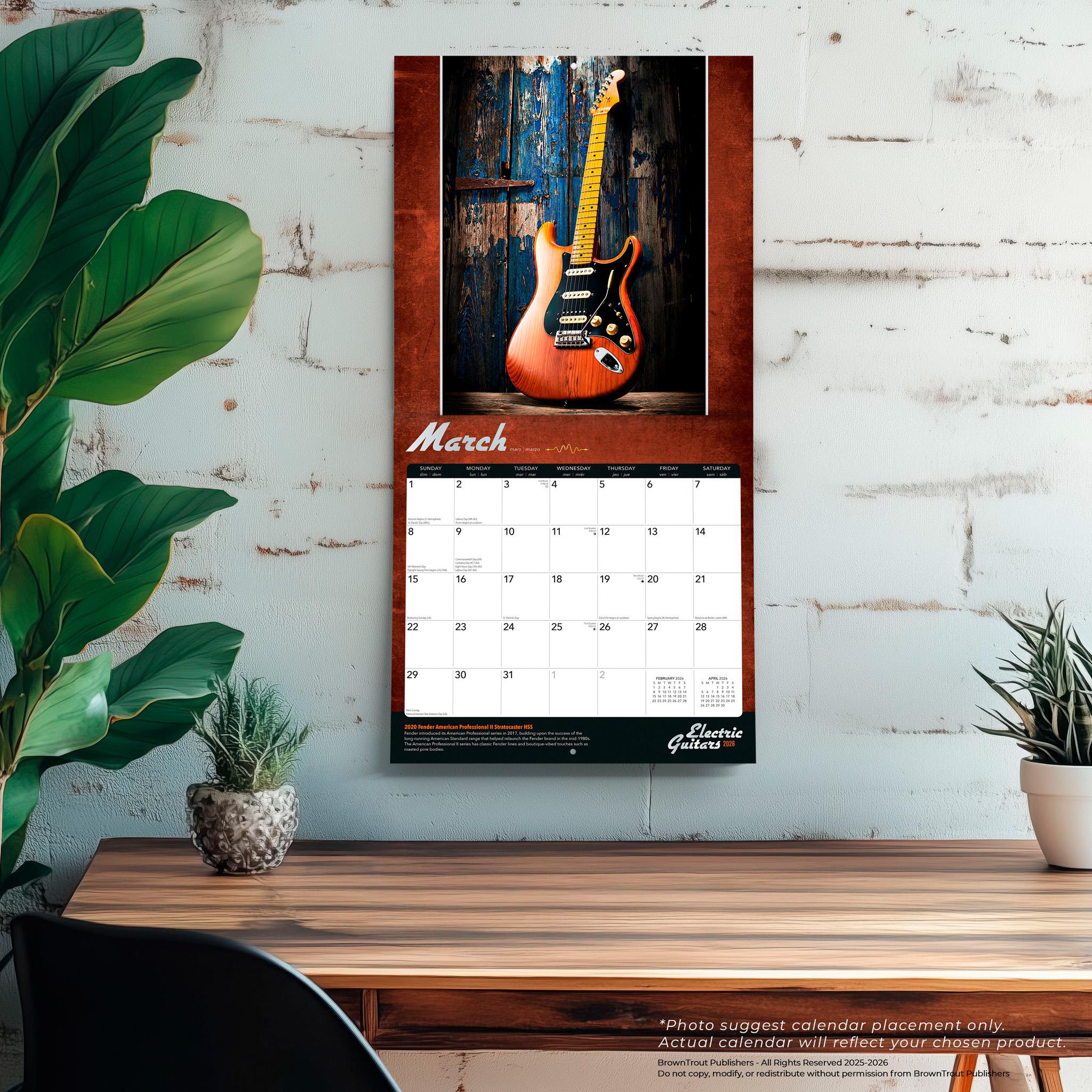 Electric Guitars 2026 Wall Calendar
