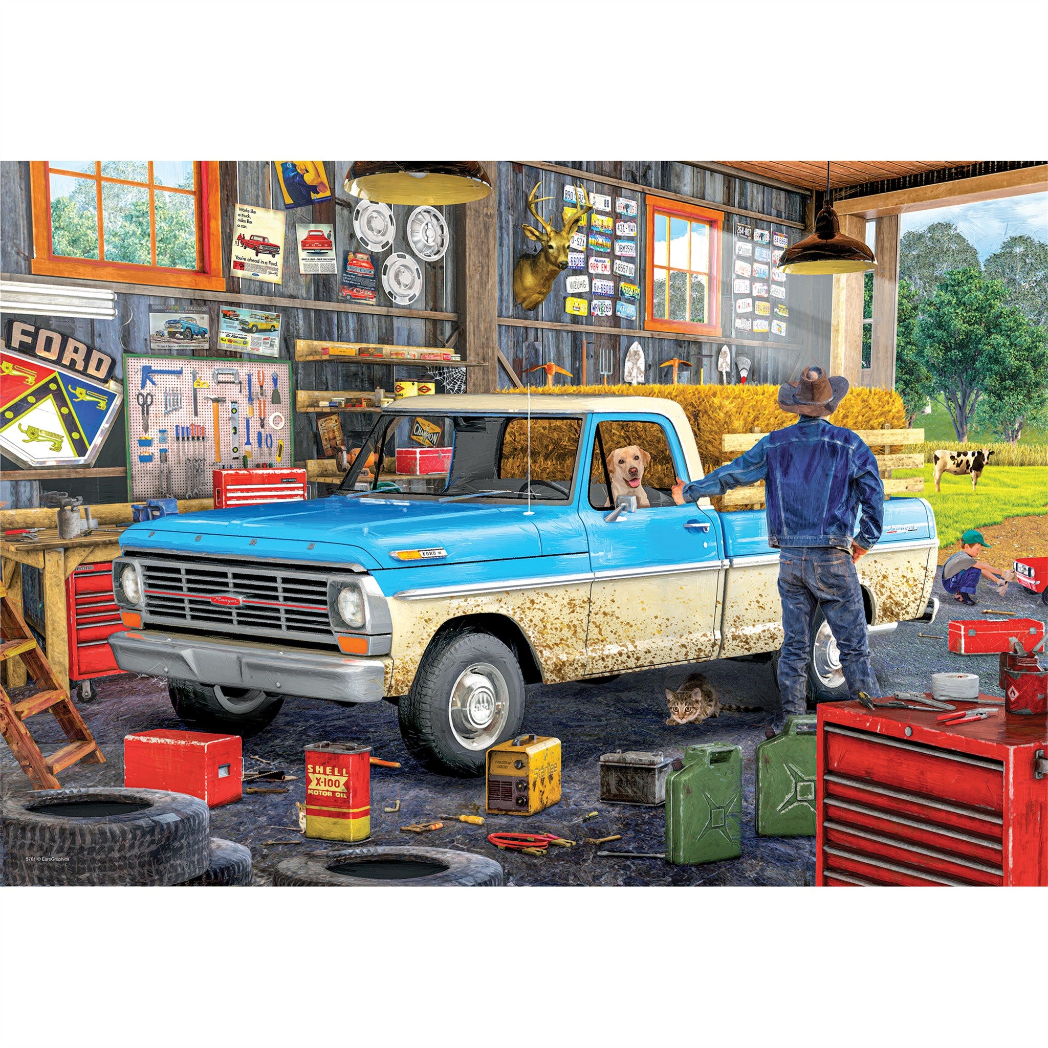 Pickup Truck 550 Piece Puzzle in Shaped Tin
