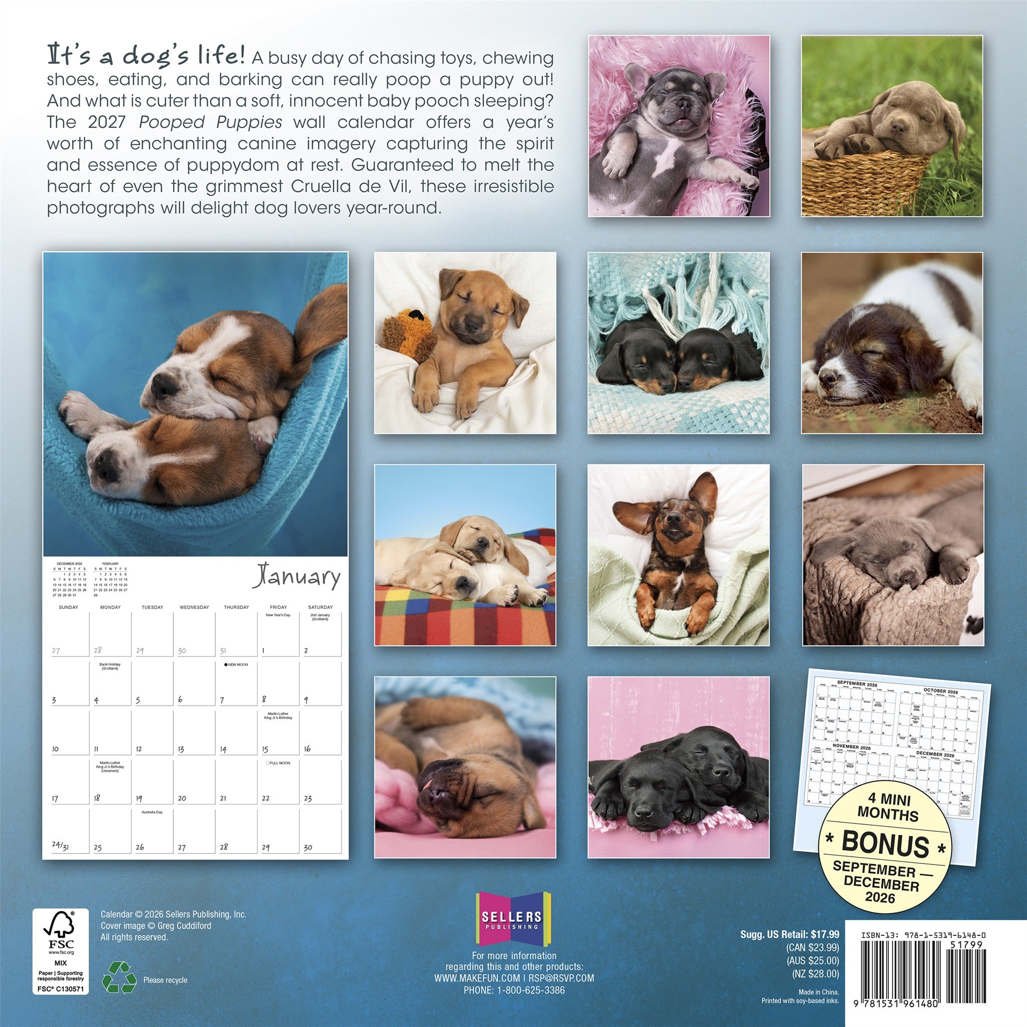 Pooped Puppies 2027 Wall Calendar - Online Only