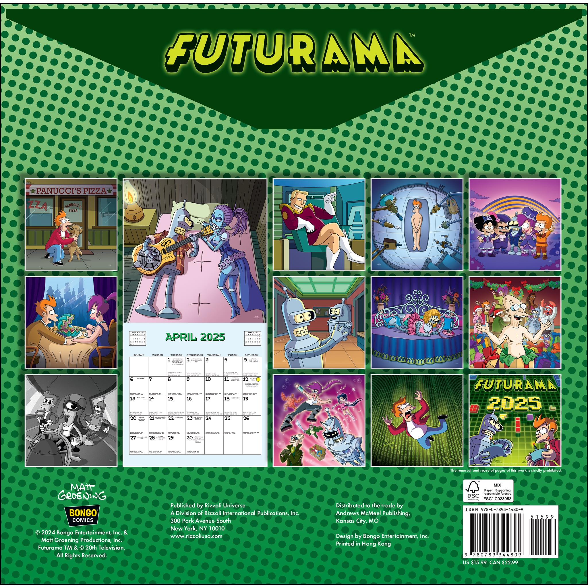 Futurama Wall 2025 Calendar
