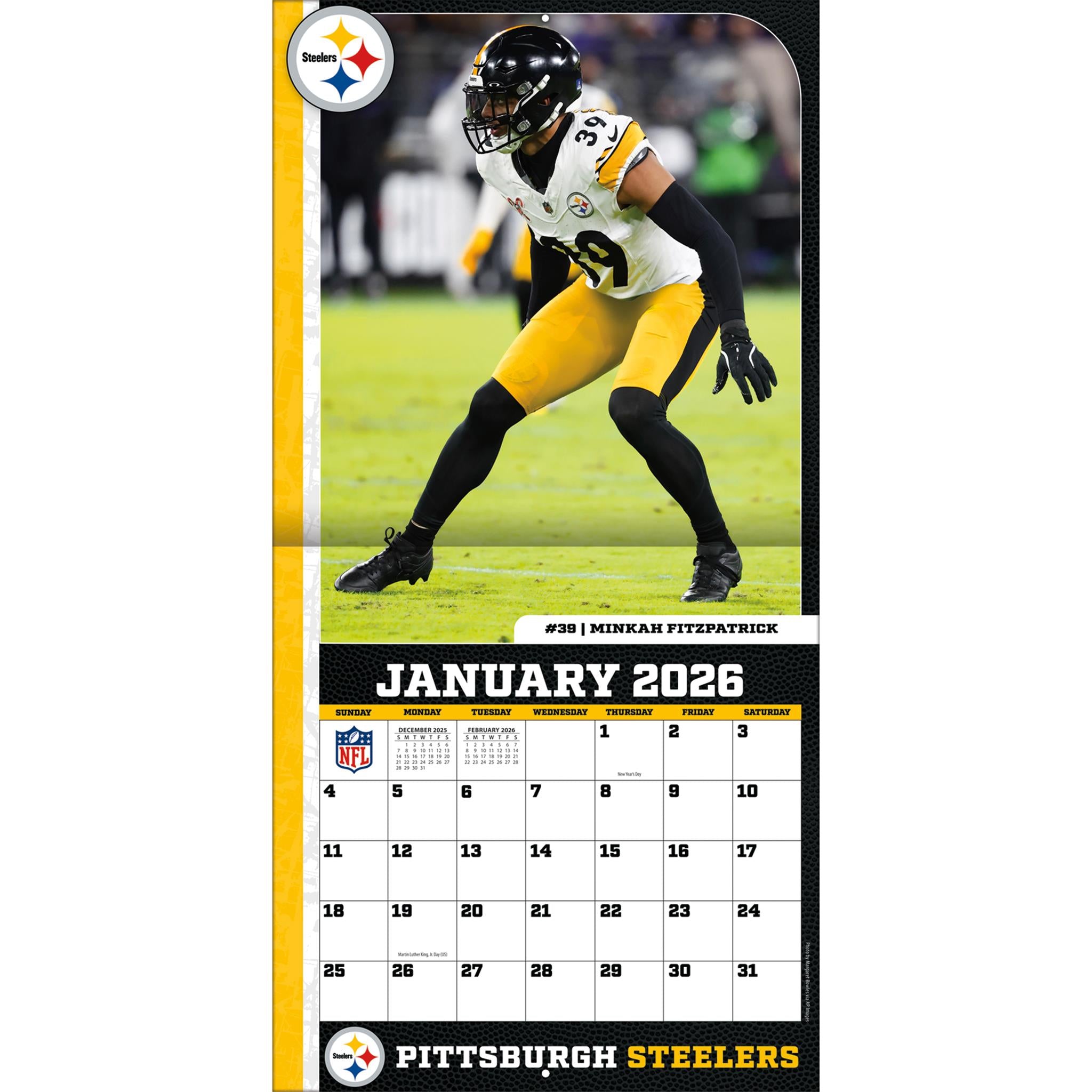 NFL Pittsburgh Steelers 2026 Wall Calendar