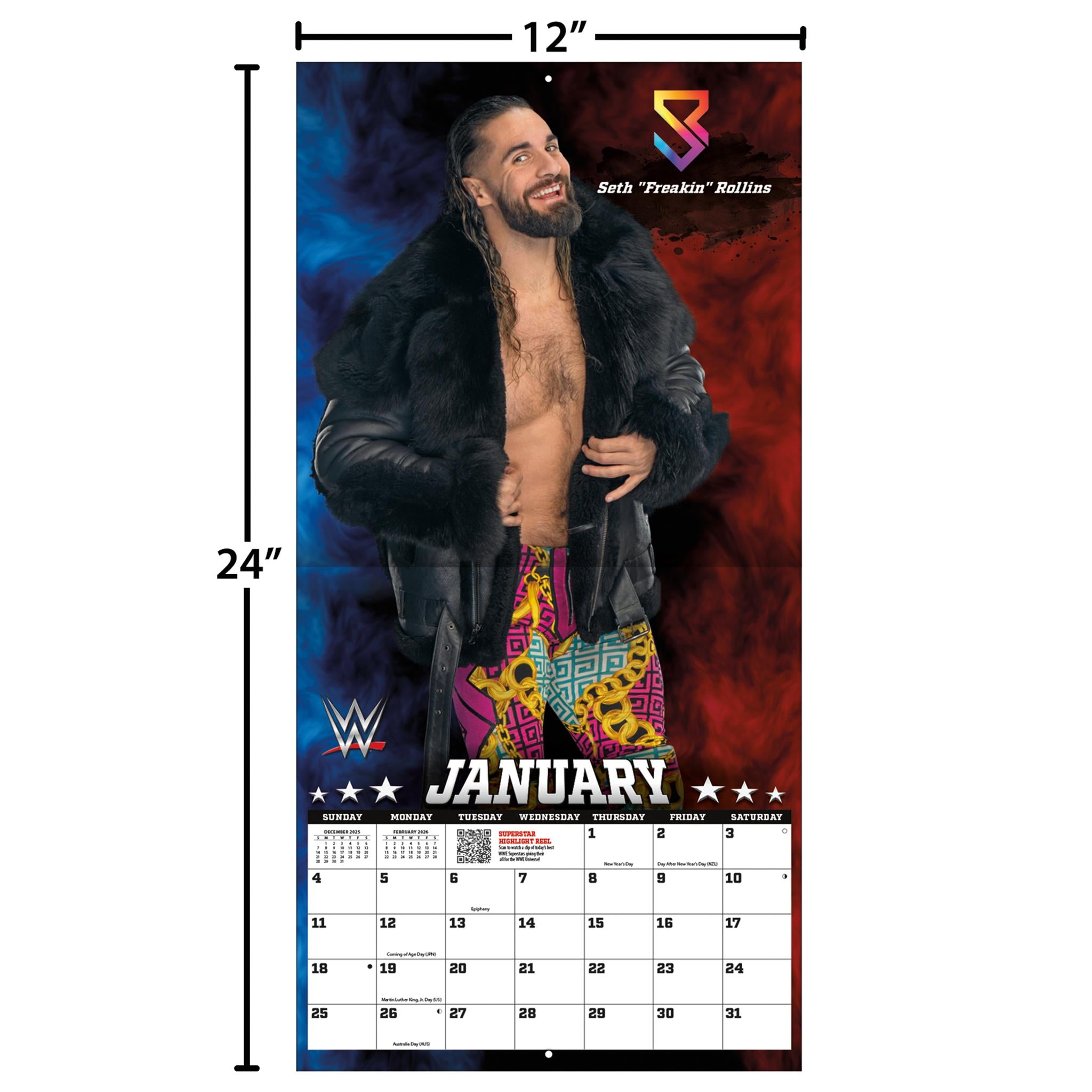 WWE Superstars 2026 Wall Calendar