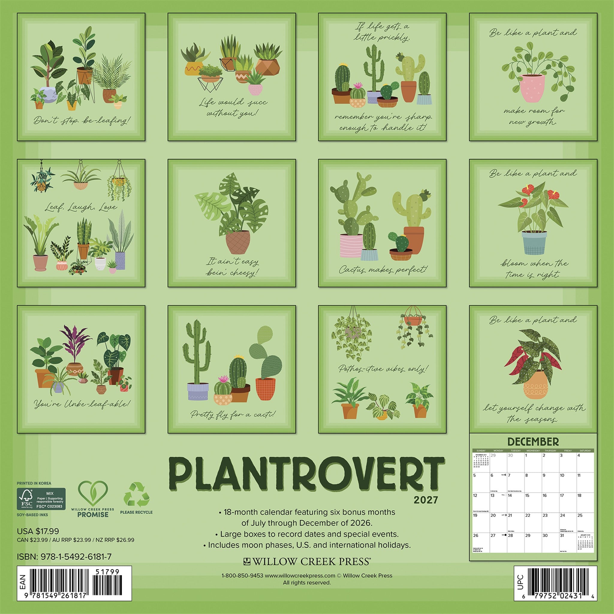 Plantrovert 2027 Wall Calendar