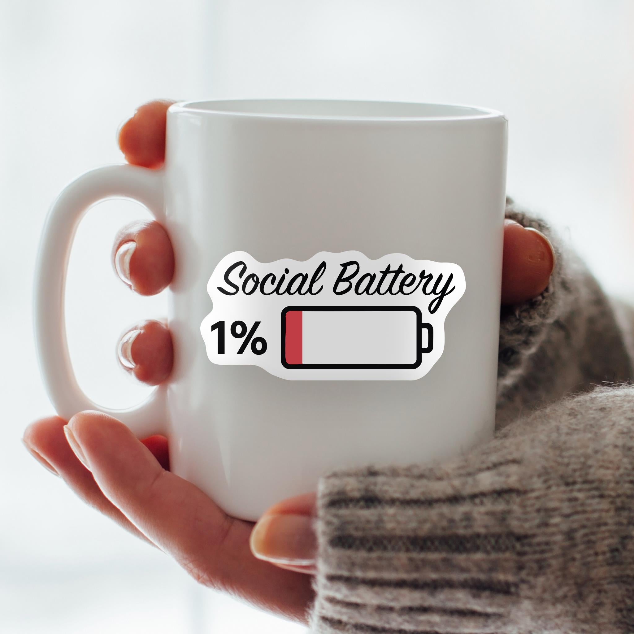 Social Battery 1% Vinyl Sticker