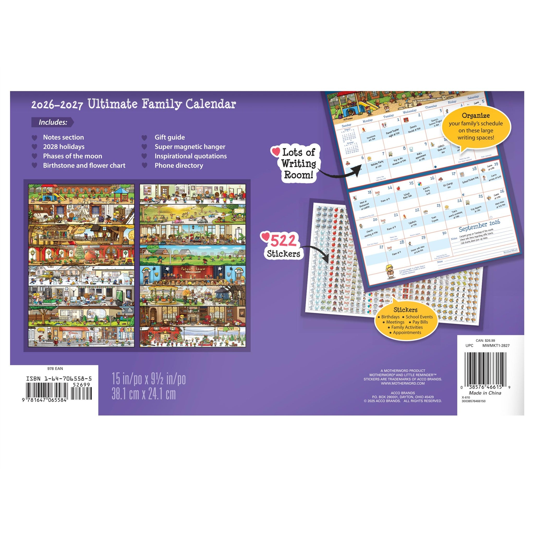 MotherWord Magnetic Fridge English 2027 Wall Calendar