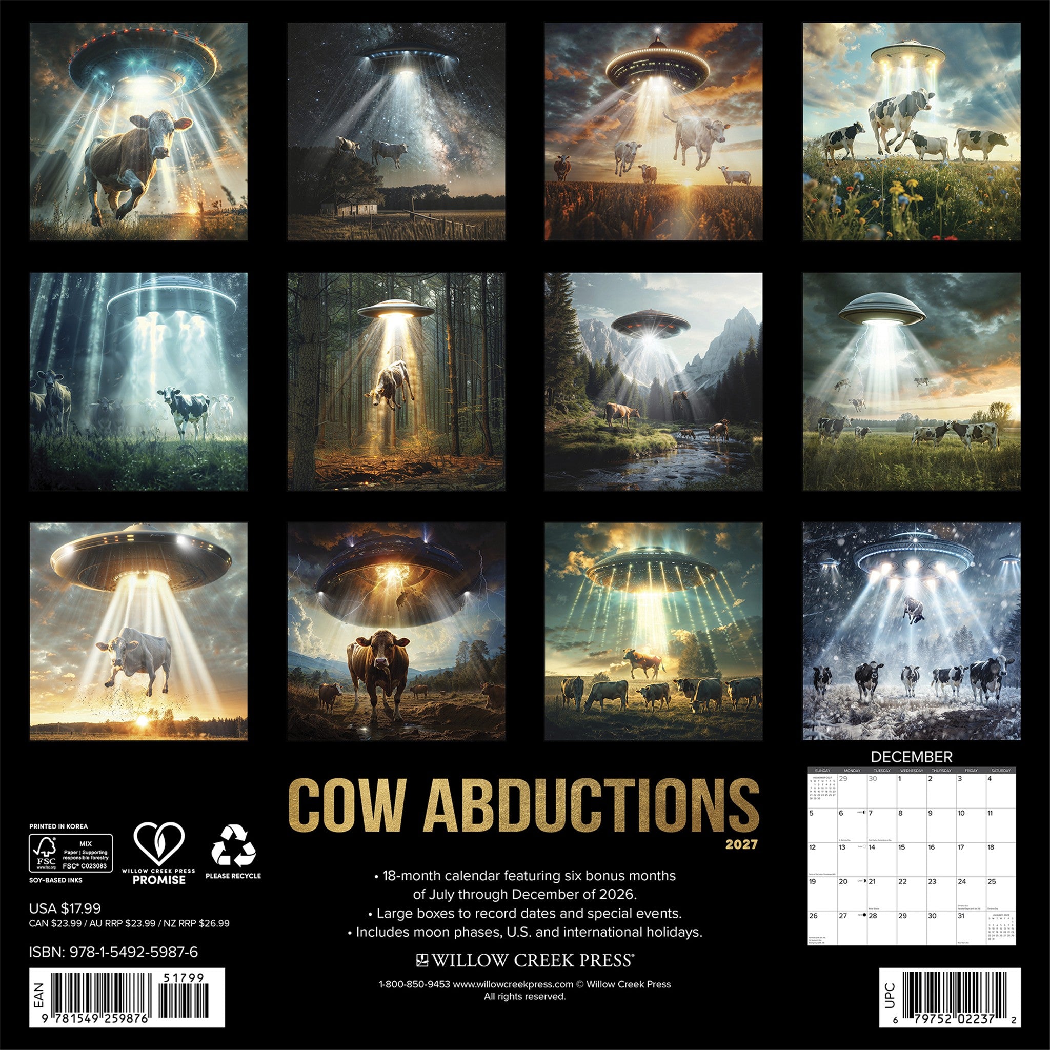 Cow Abductions 2027 Wall Calendar