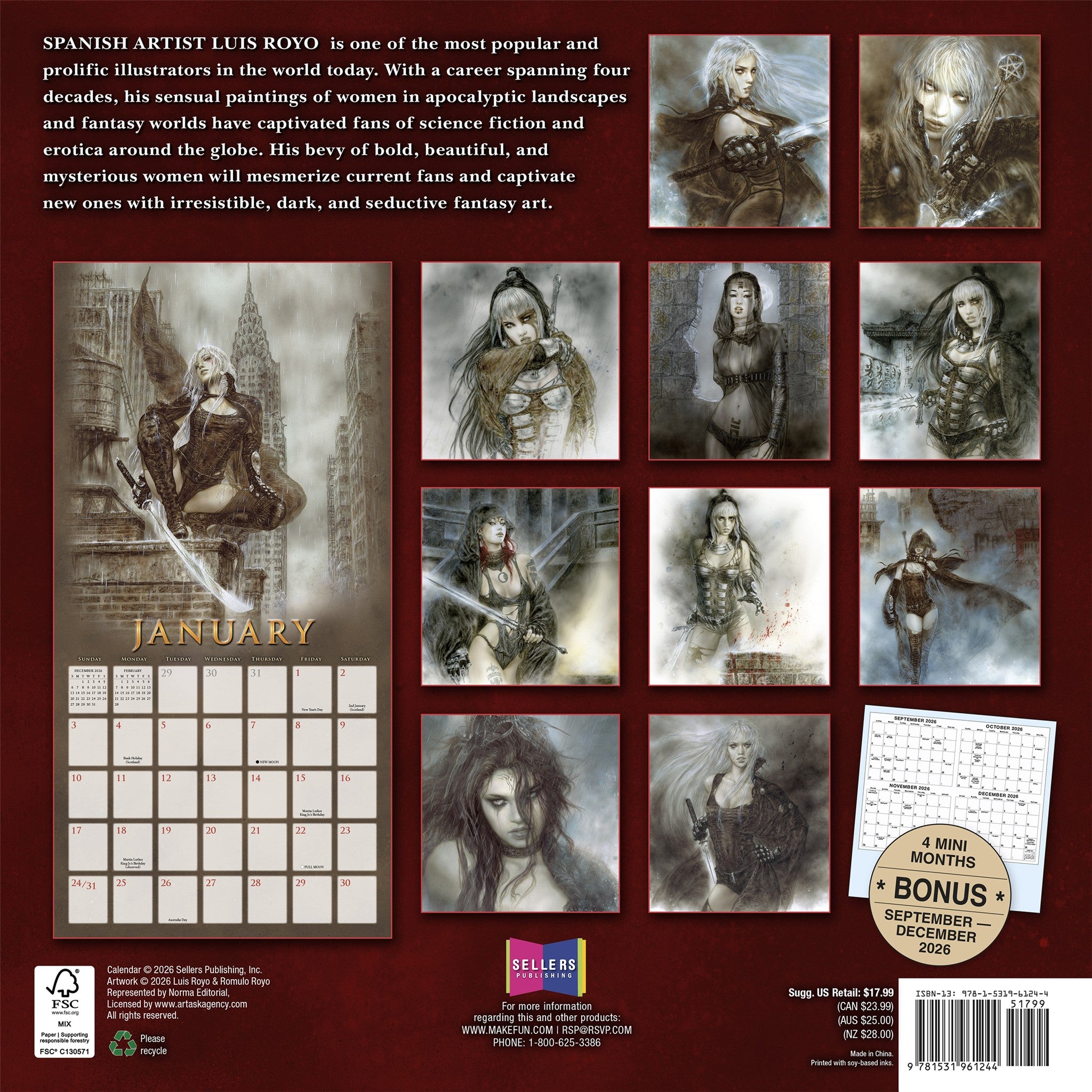 The Fantasy Art of Royo 2027 Wall Calendar