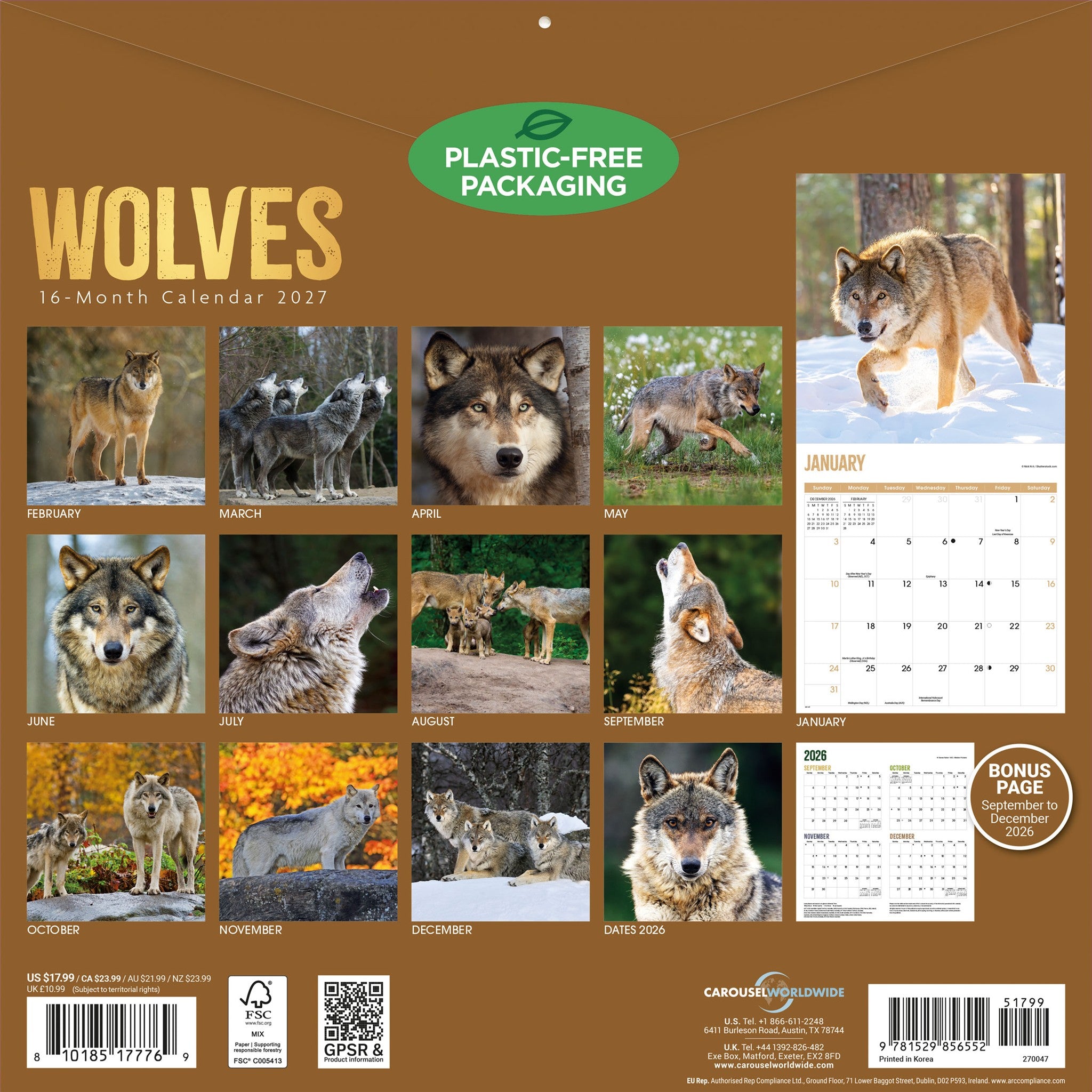 Wolves 2027 Wall Calendar