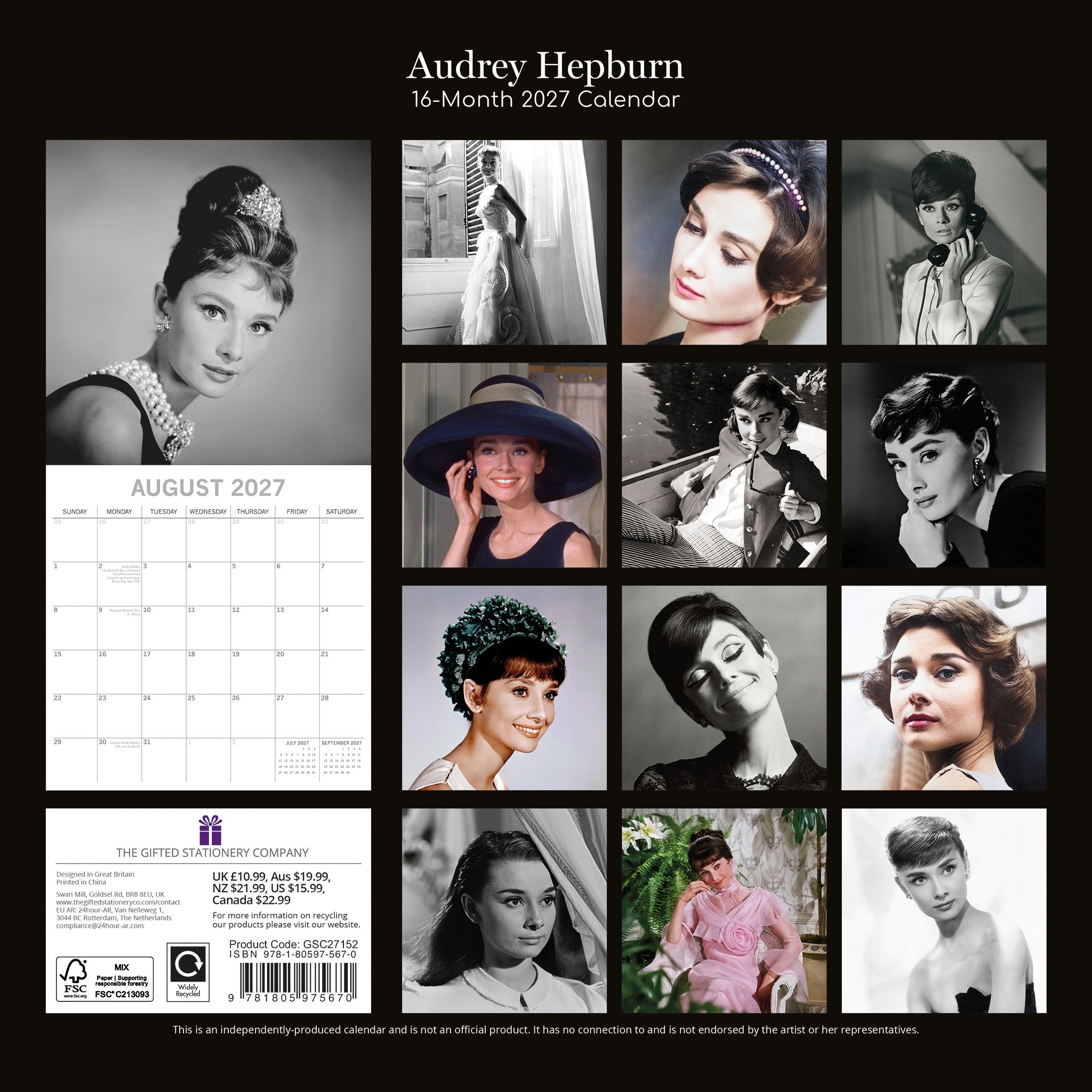 Audrey Hepburn 2027 Wall Calendar