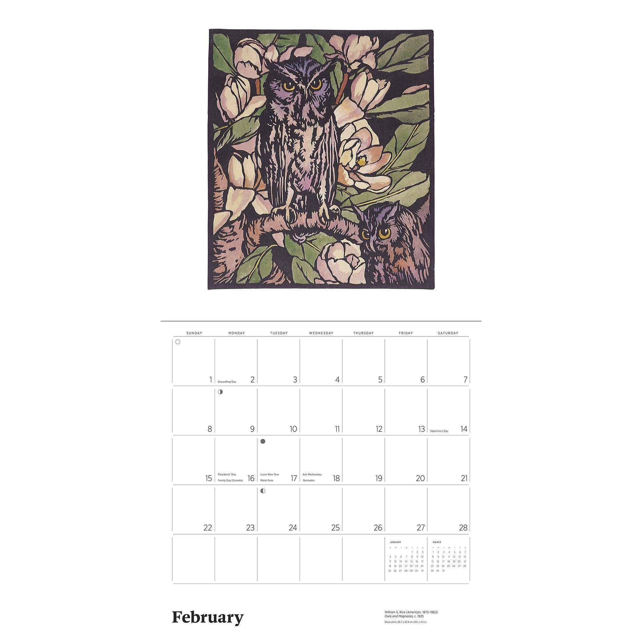 Arts & Crafts Block Prints 2026 Wall Calendar - Online Only