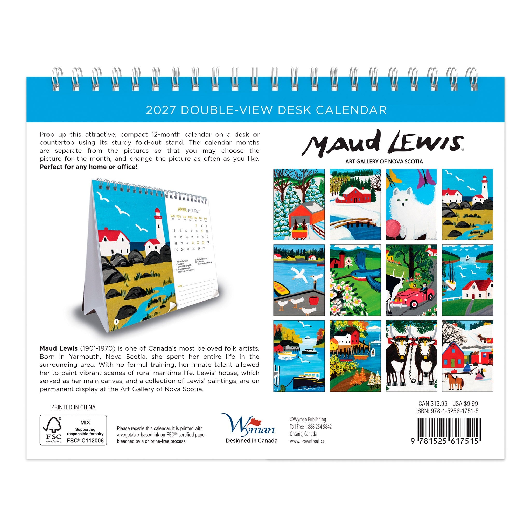 Maud Lewis Double-View 2027 Easel Calendar