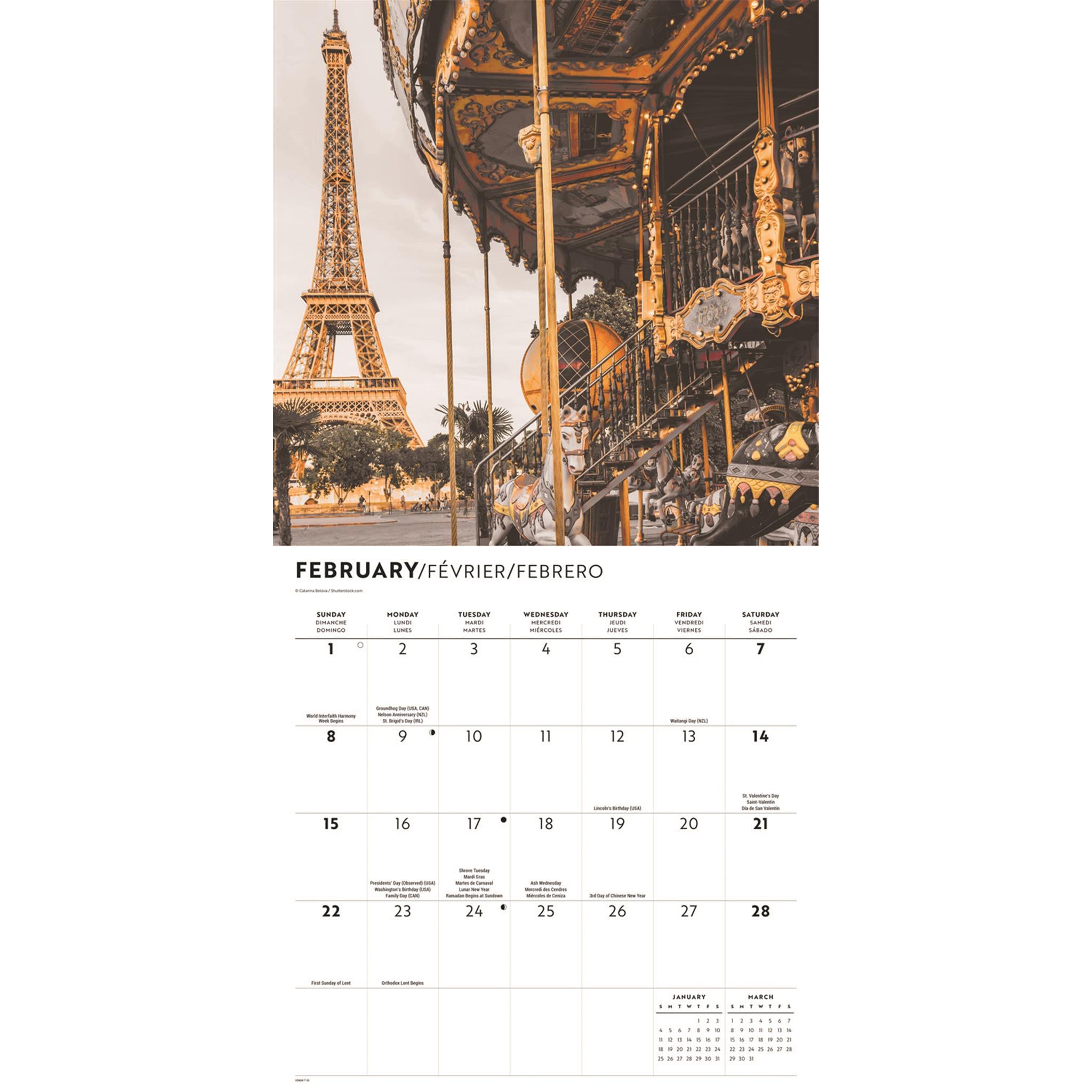 Paris Lux 2026 Wall Calendar