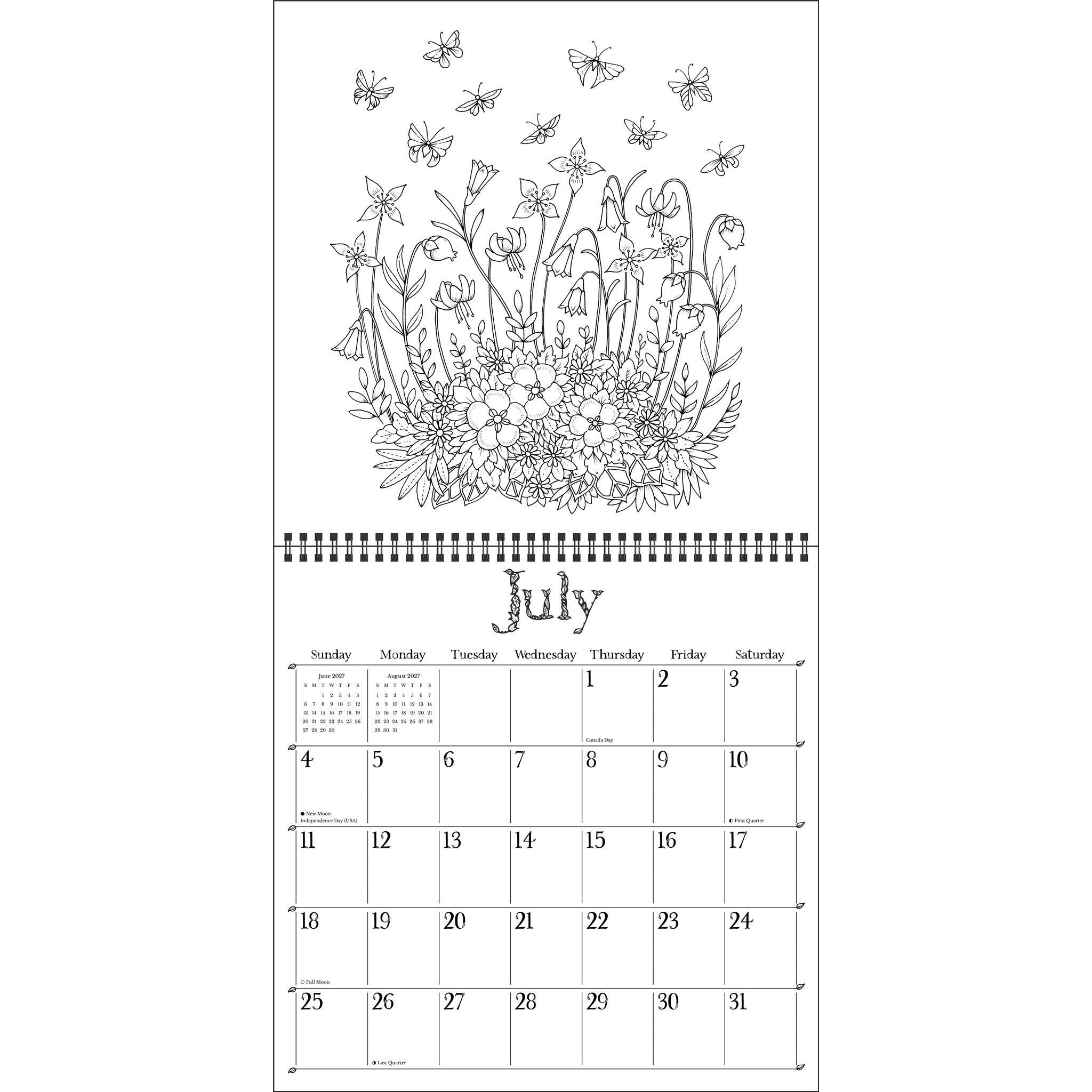 Johanna Basford Wonderful Wildflowers Coloring 2027 Wall Calendar