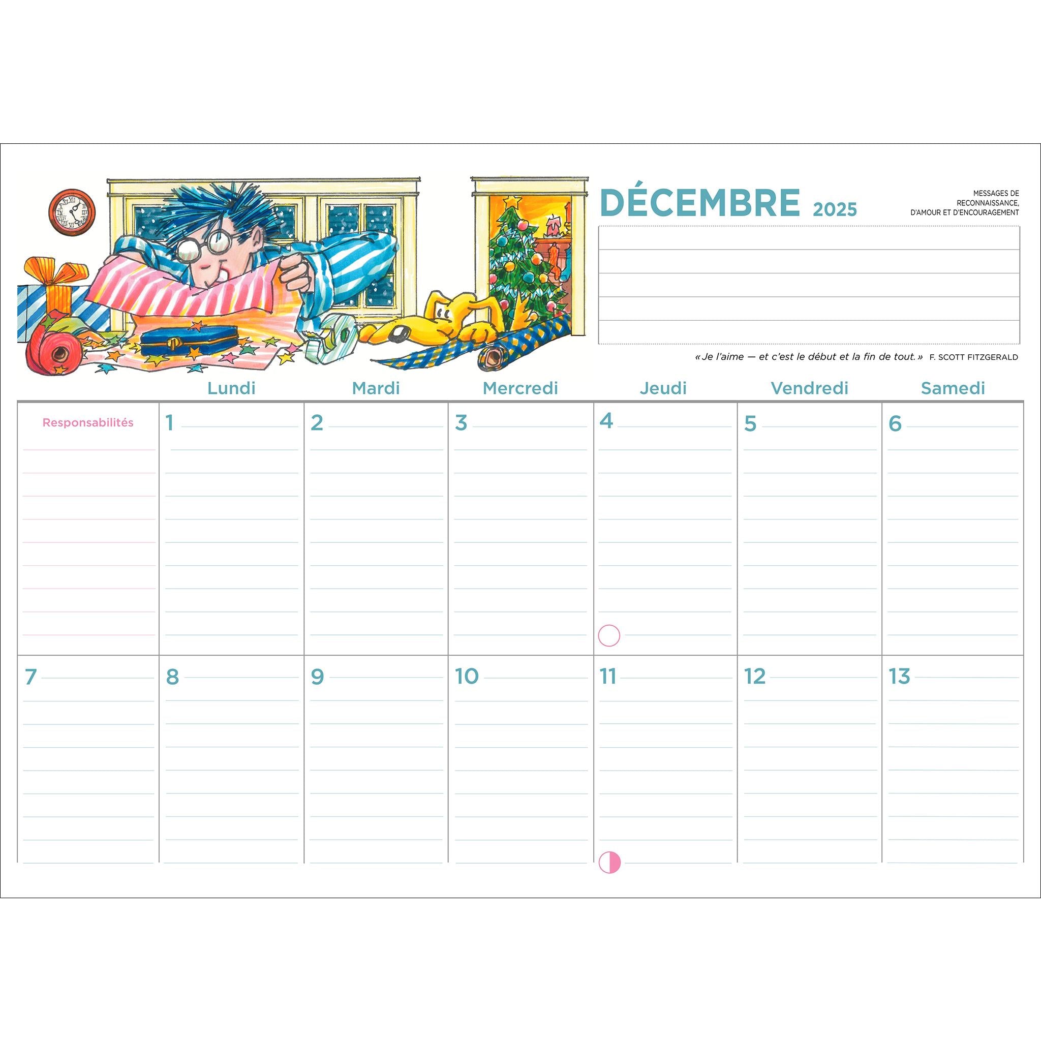 Agenda Familial 2025-2026 Wall Calendar (French)