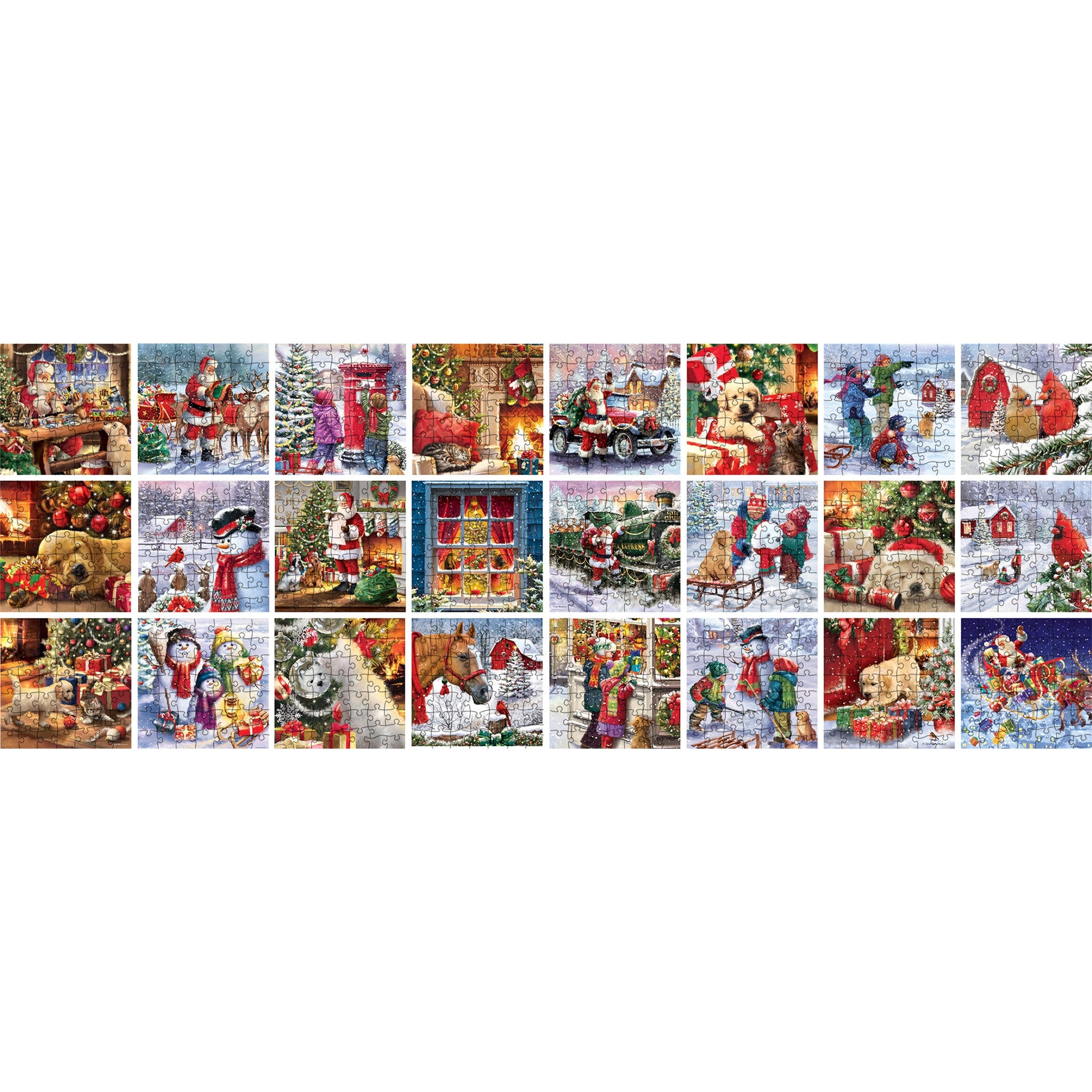 Merry Christmas Advent Calendar 24 Mini 50 Piece Puzzles