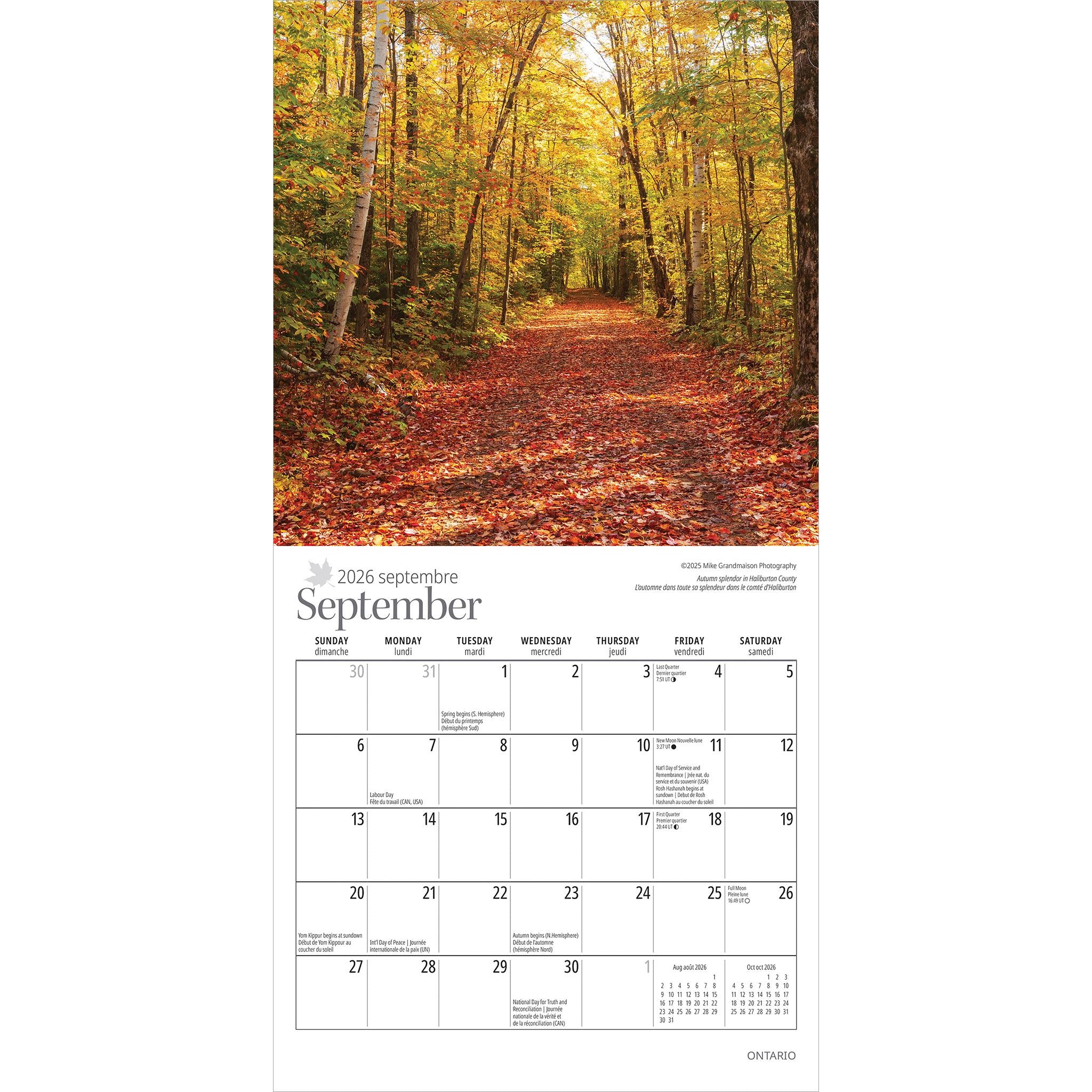 Ontario Bilingual 2026 Mini Calendar